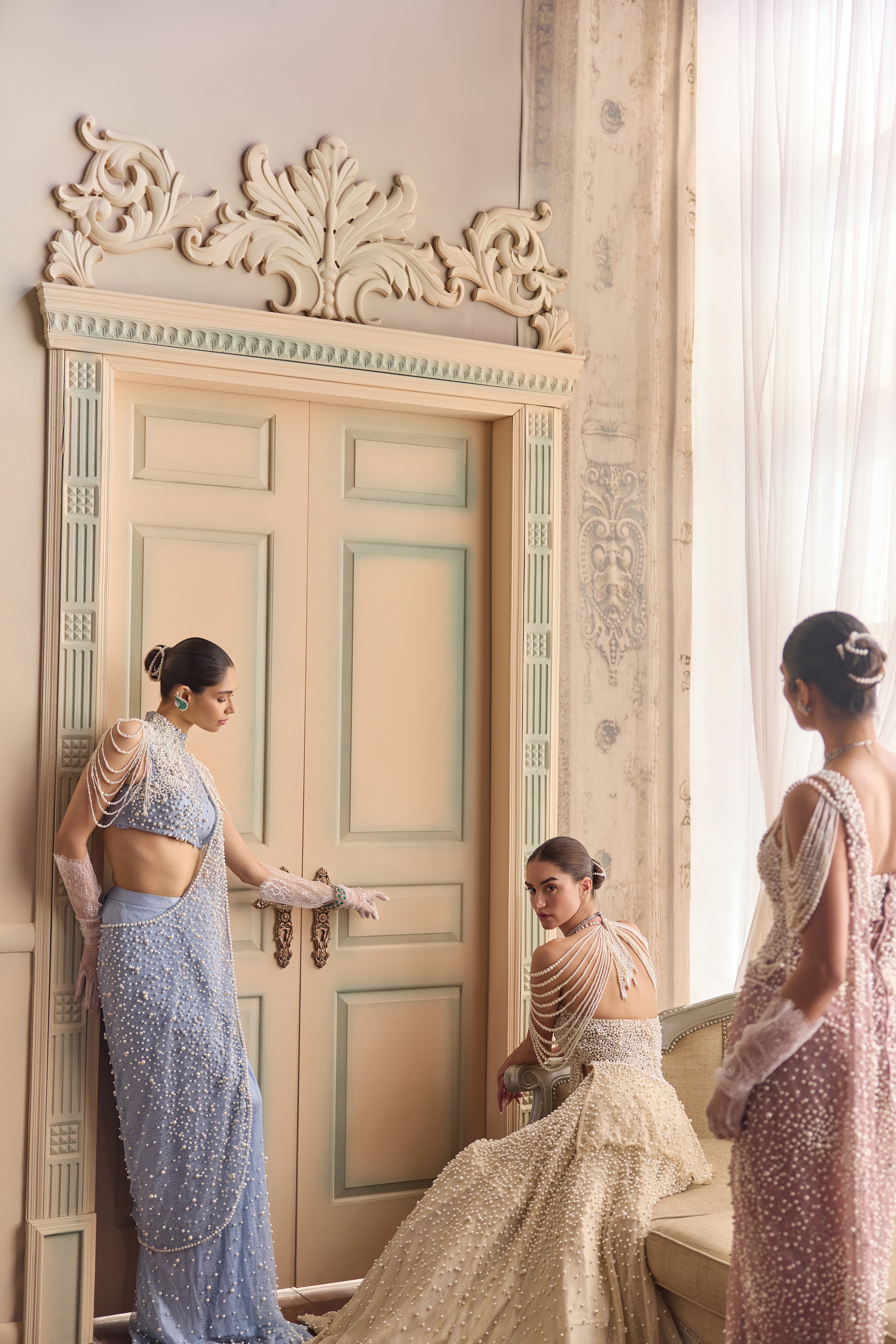 Creme moon- Pearl lehenga