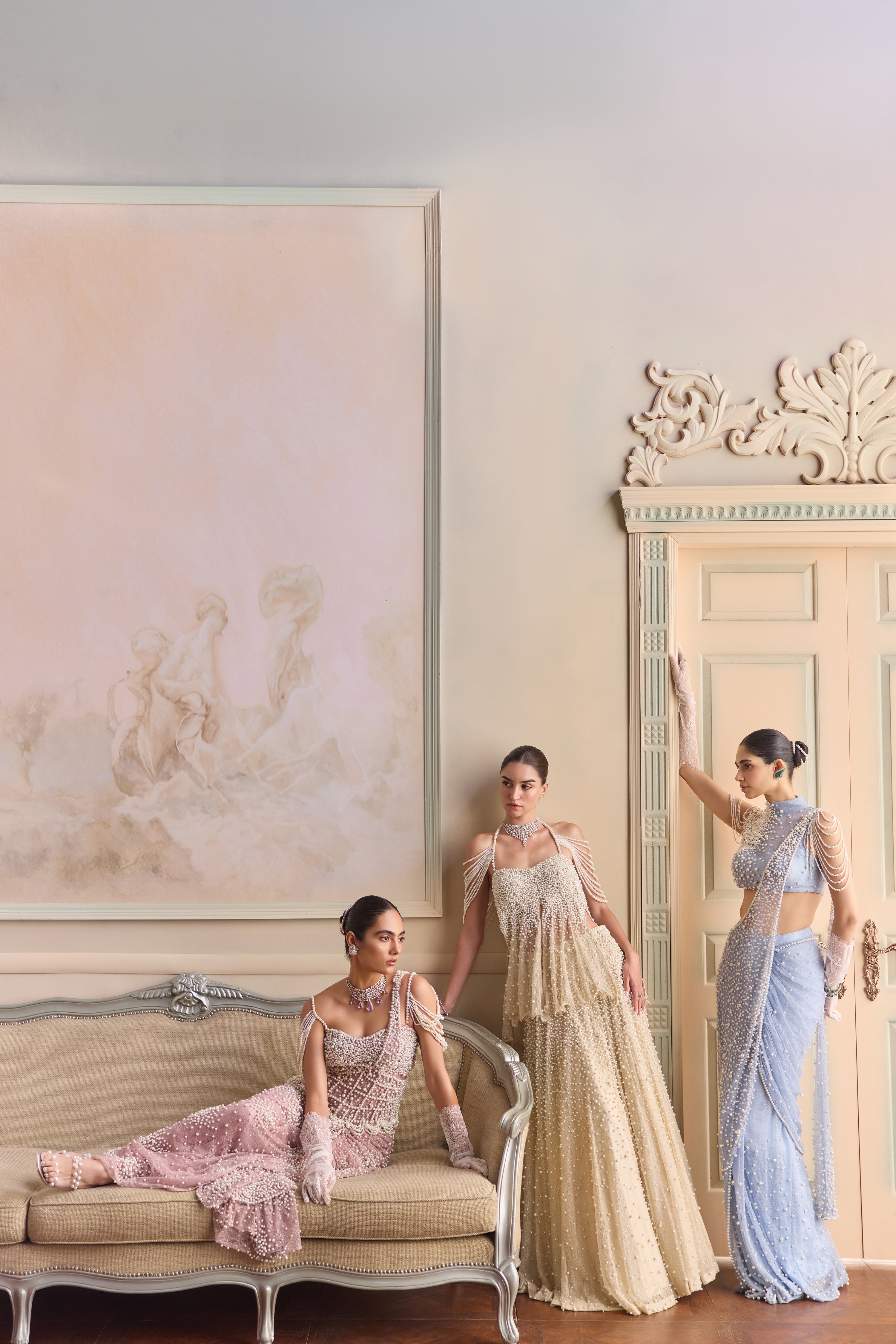 Creme moon- Pearl lehenga