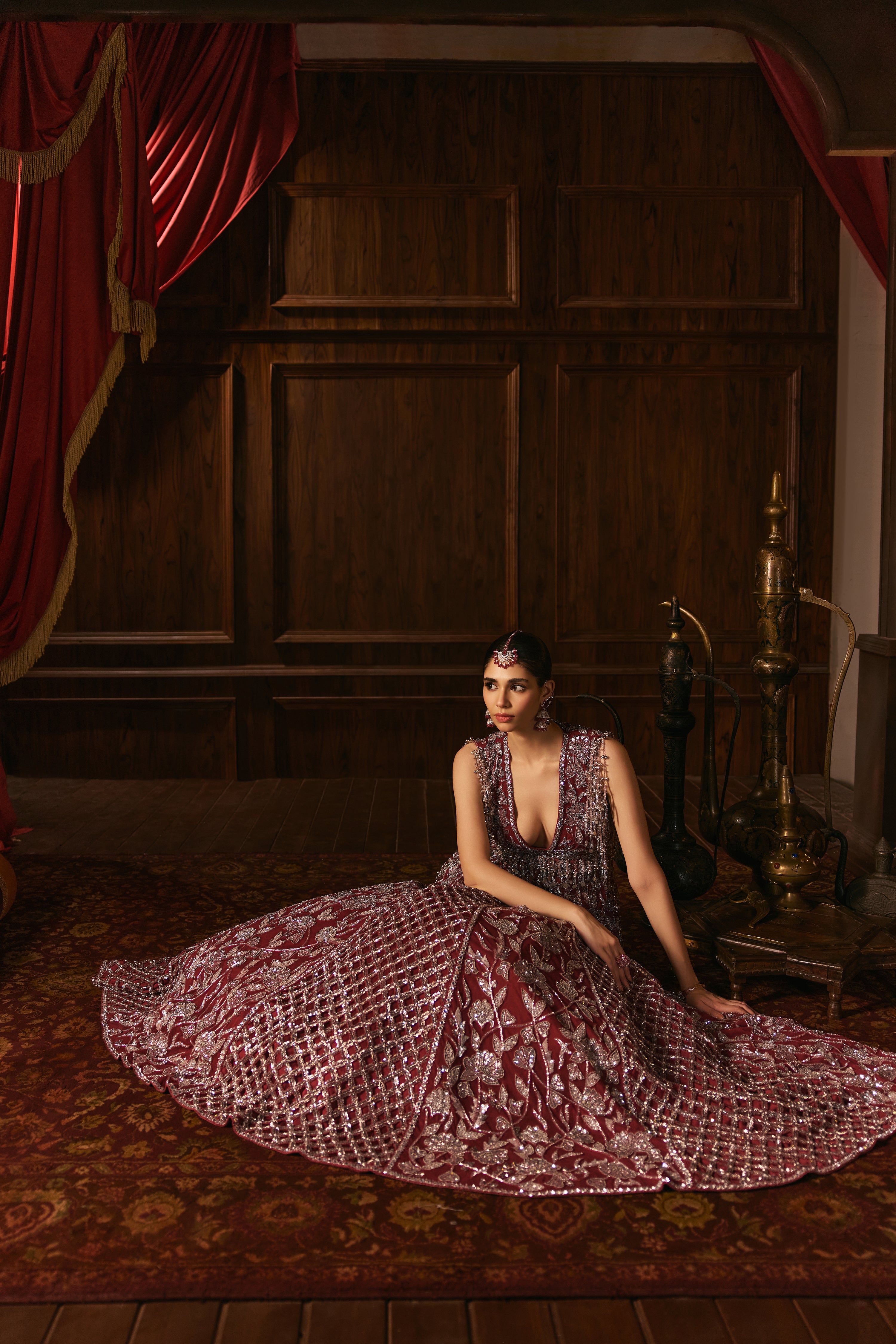 Begum bloom- Rani pink and silver lehenga