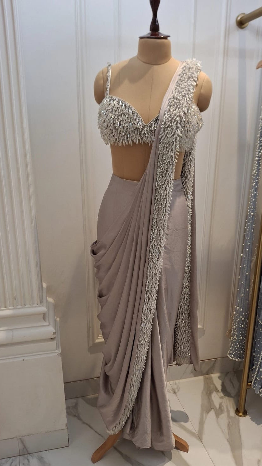 Crystal sequin saree