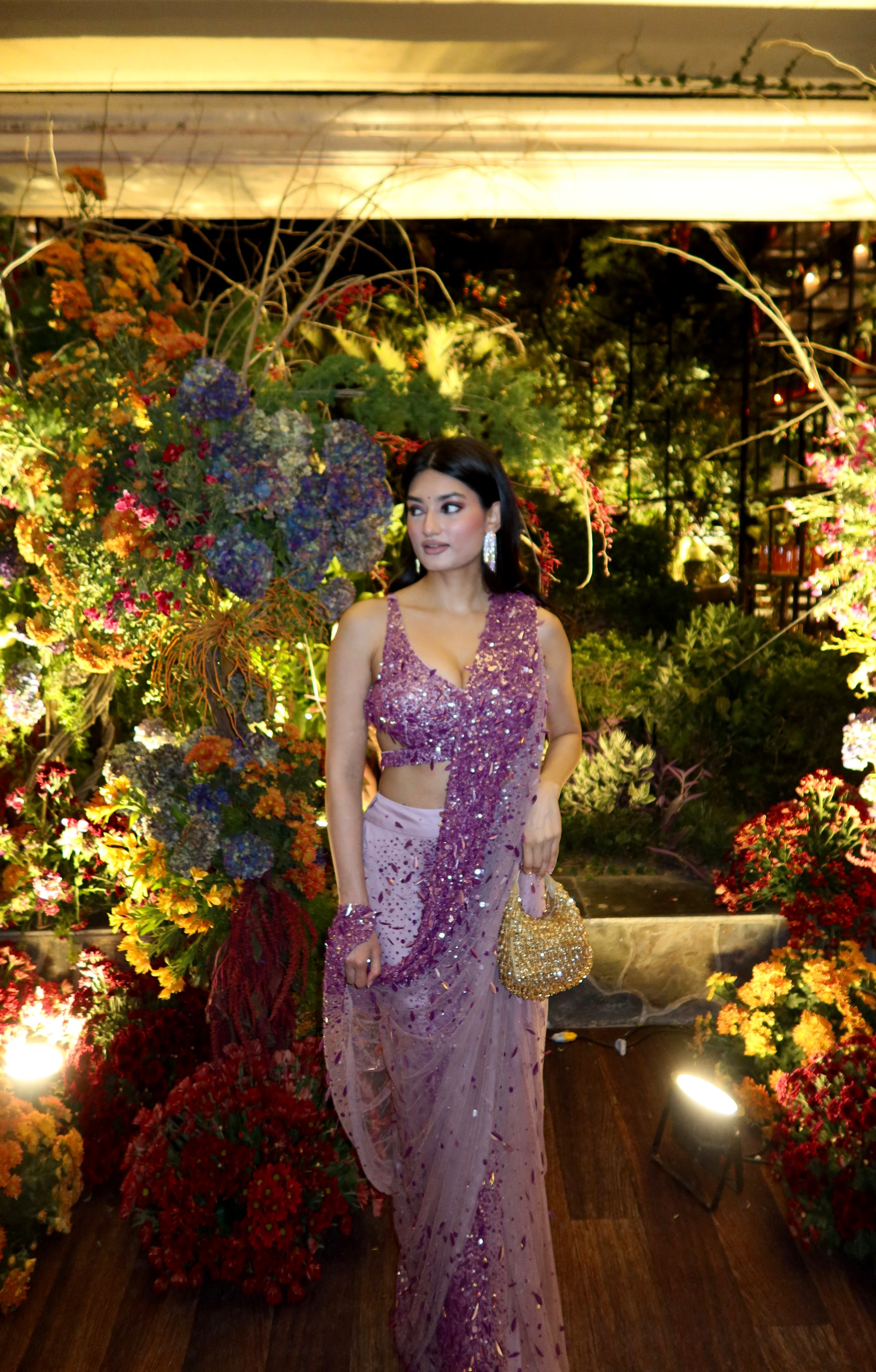 Medha Das in Orchid saree