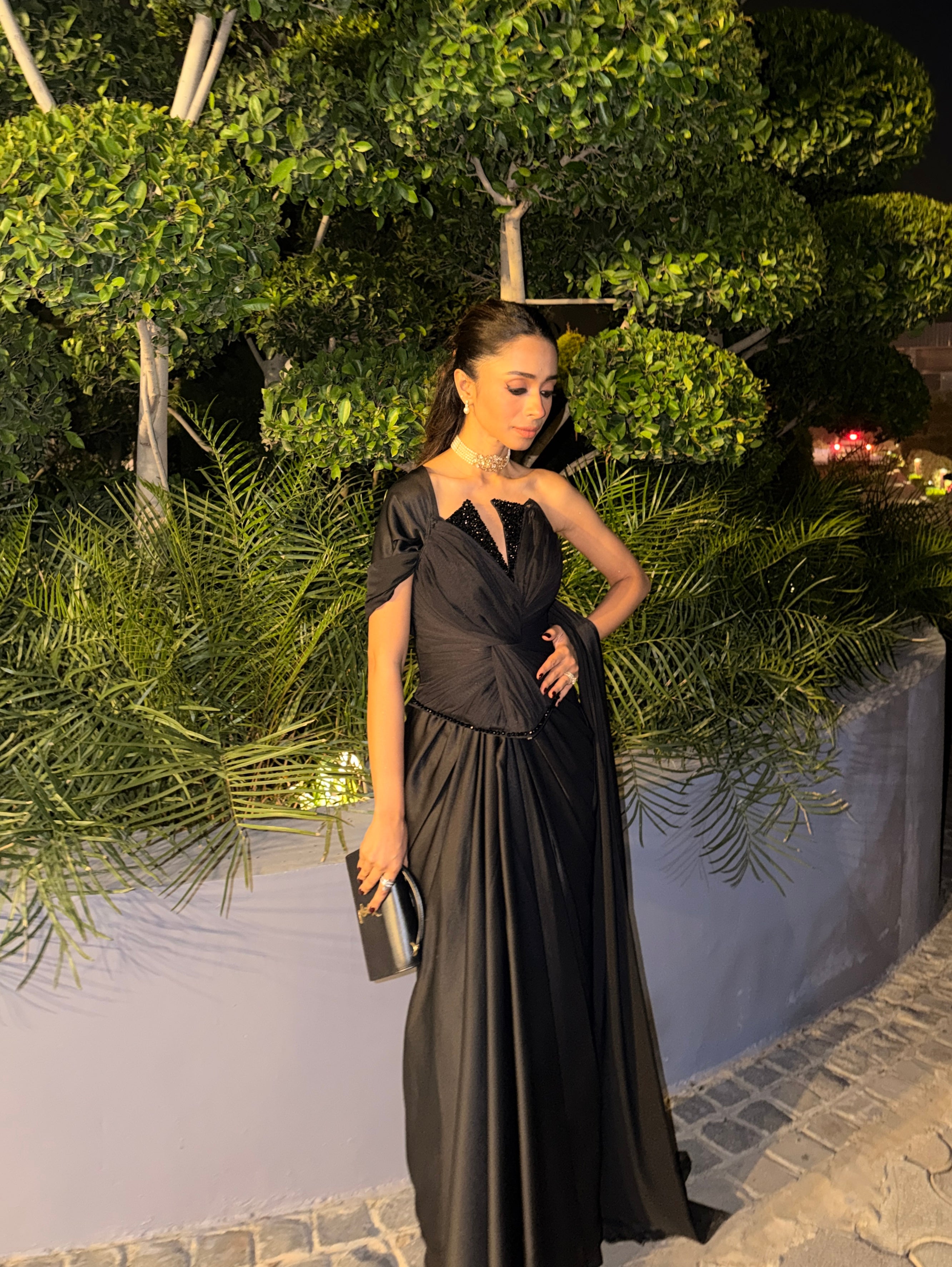 BLACK LOTUS CORSET SAREE