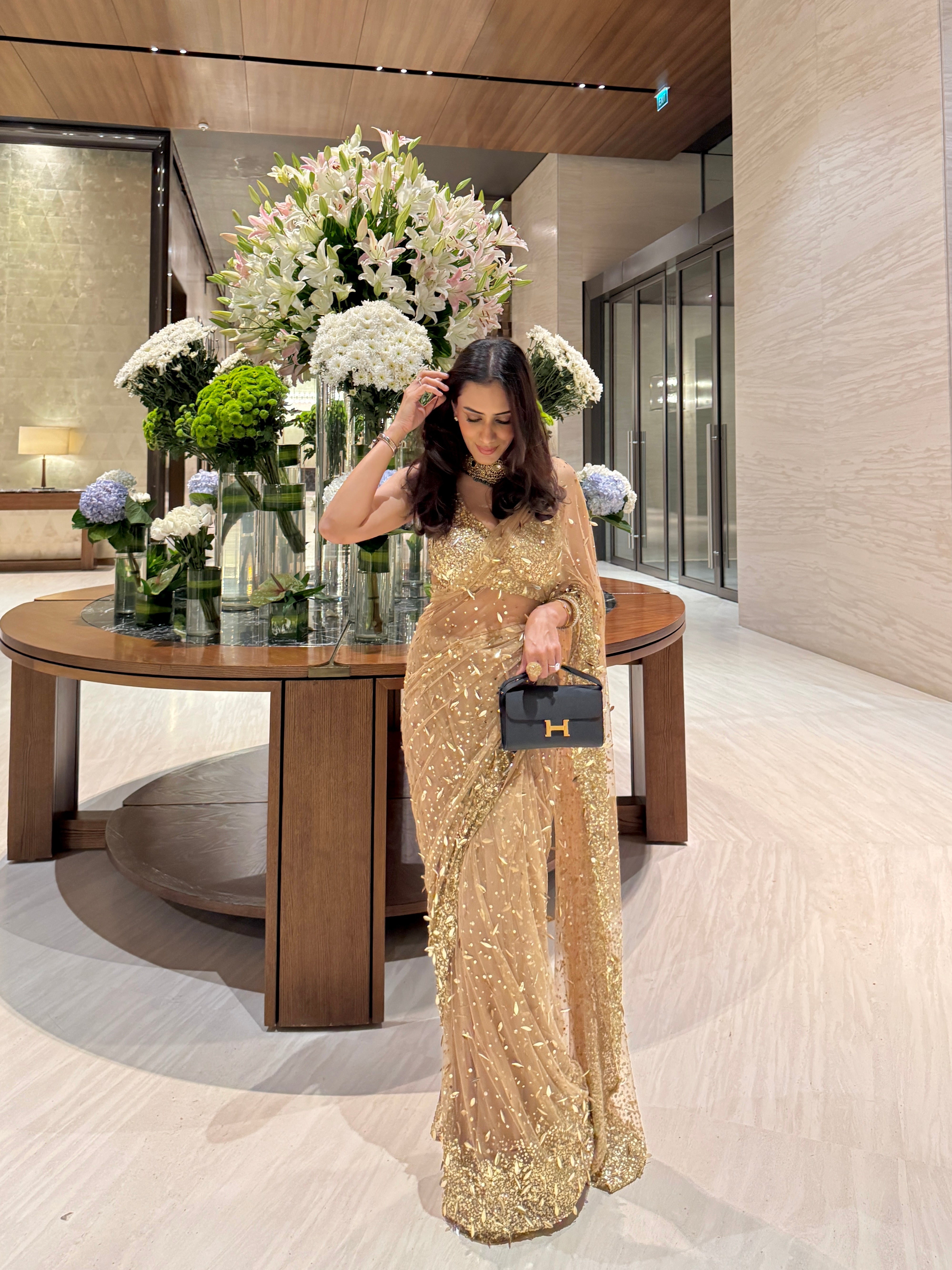 Smriti Khanna in Citrine saree