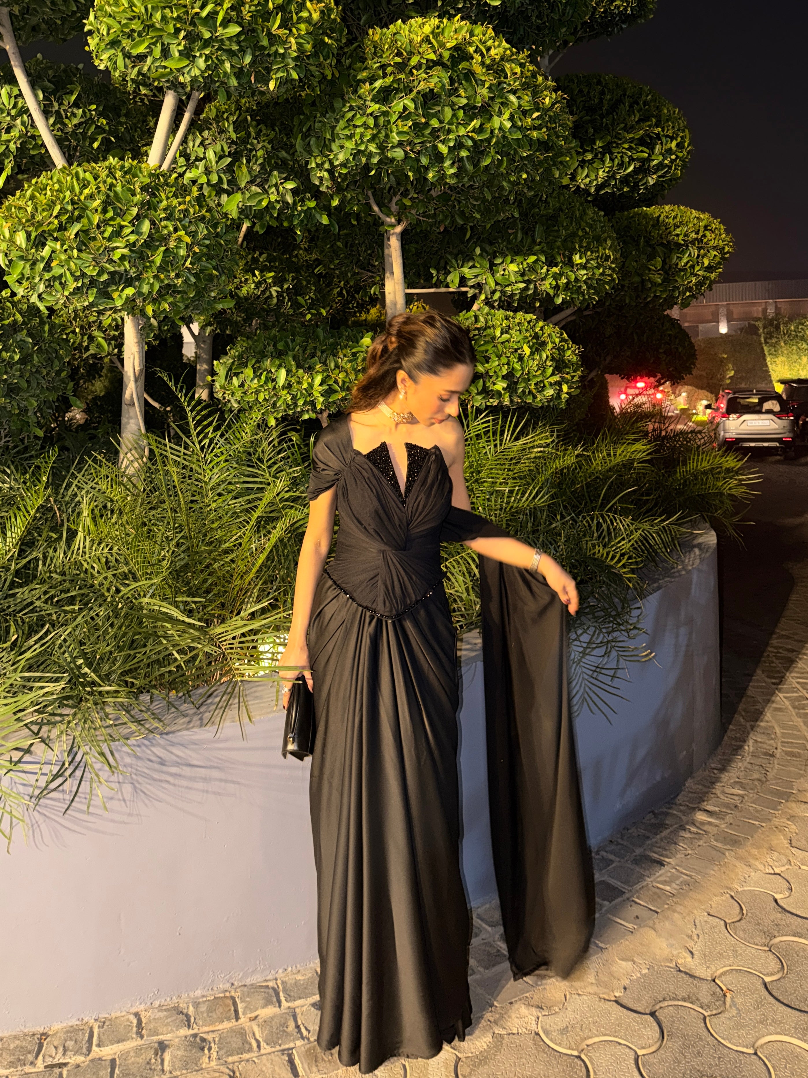 BLACK LOTUS CORSET SAREE