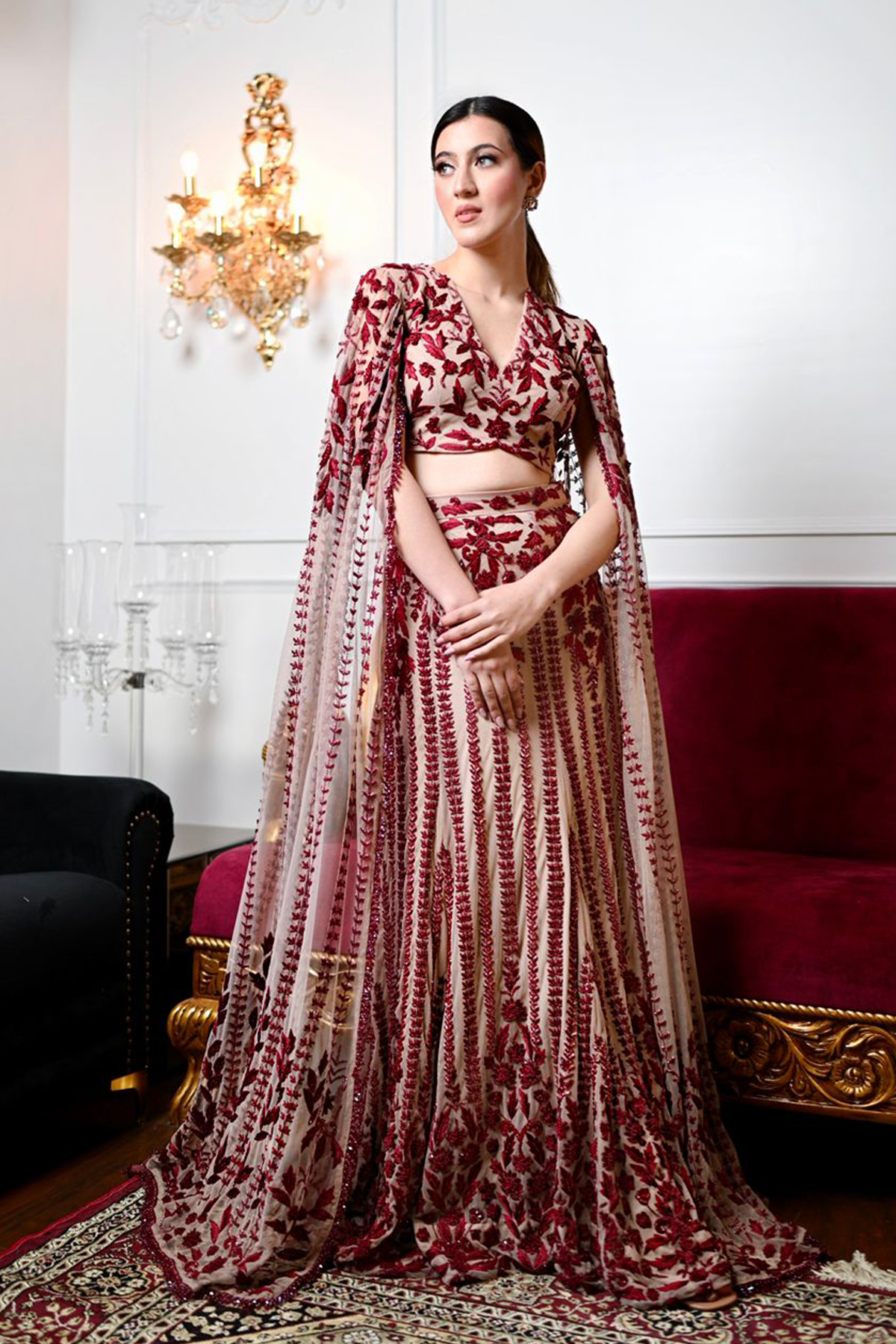 Tales of Spring - Red Thread Lehenga