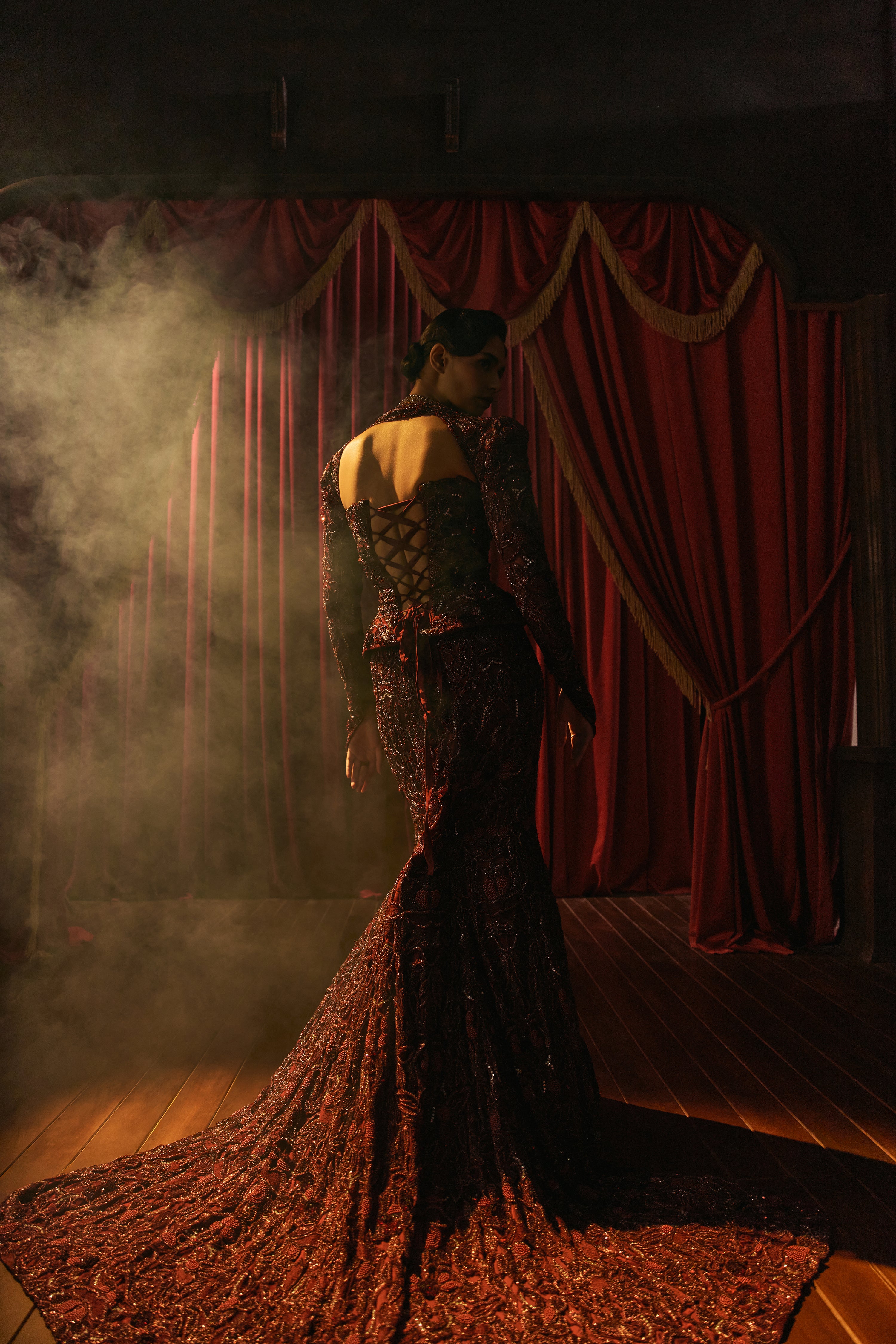 Ruby royale- Corset and mermaid lehenga