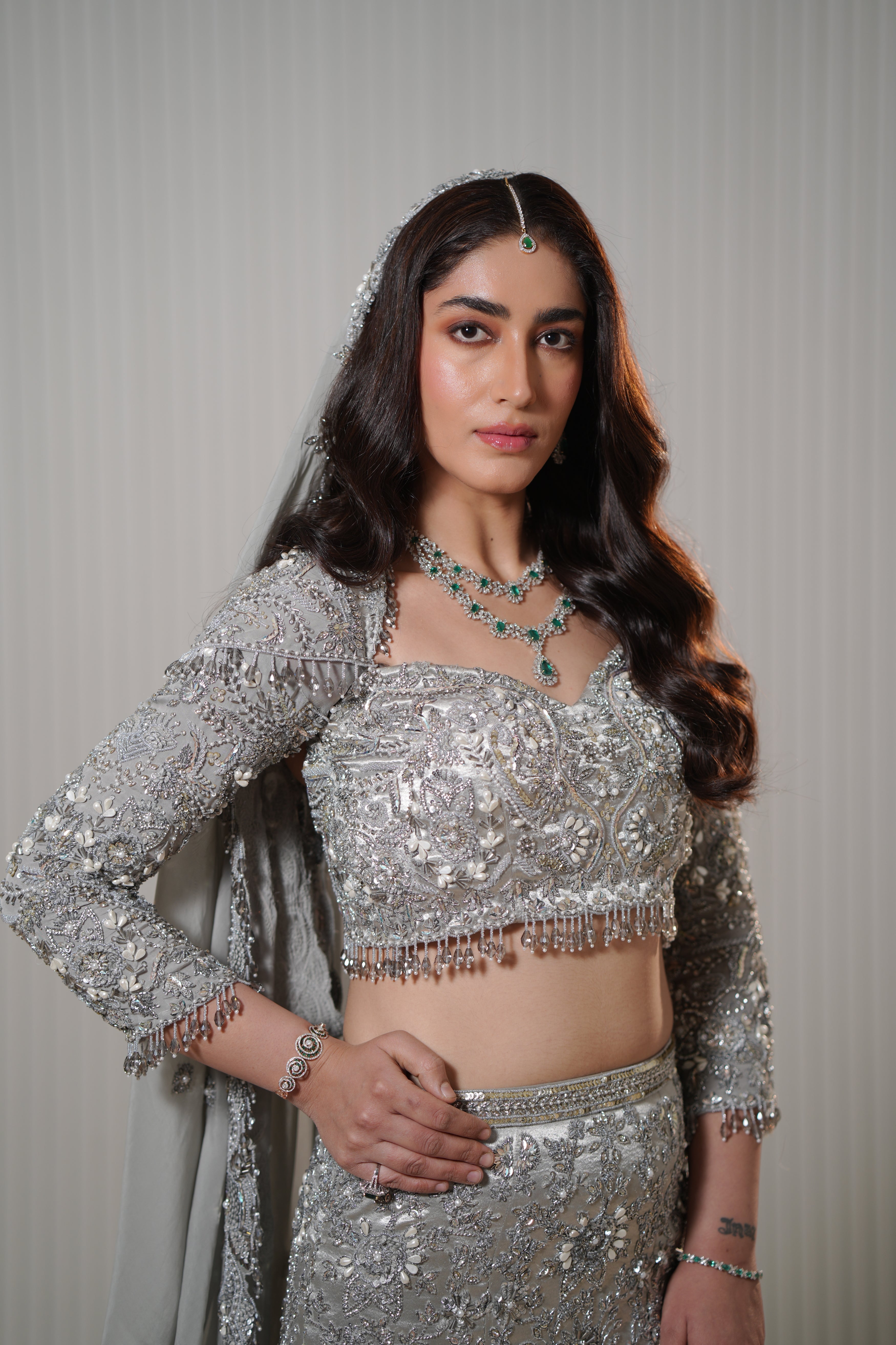 Luna - A silver mermaid lehenga