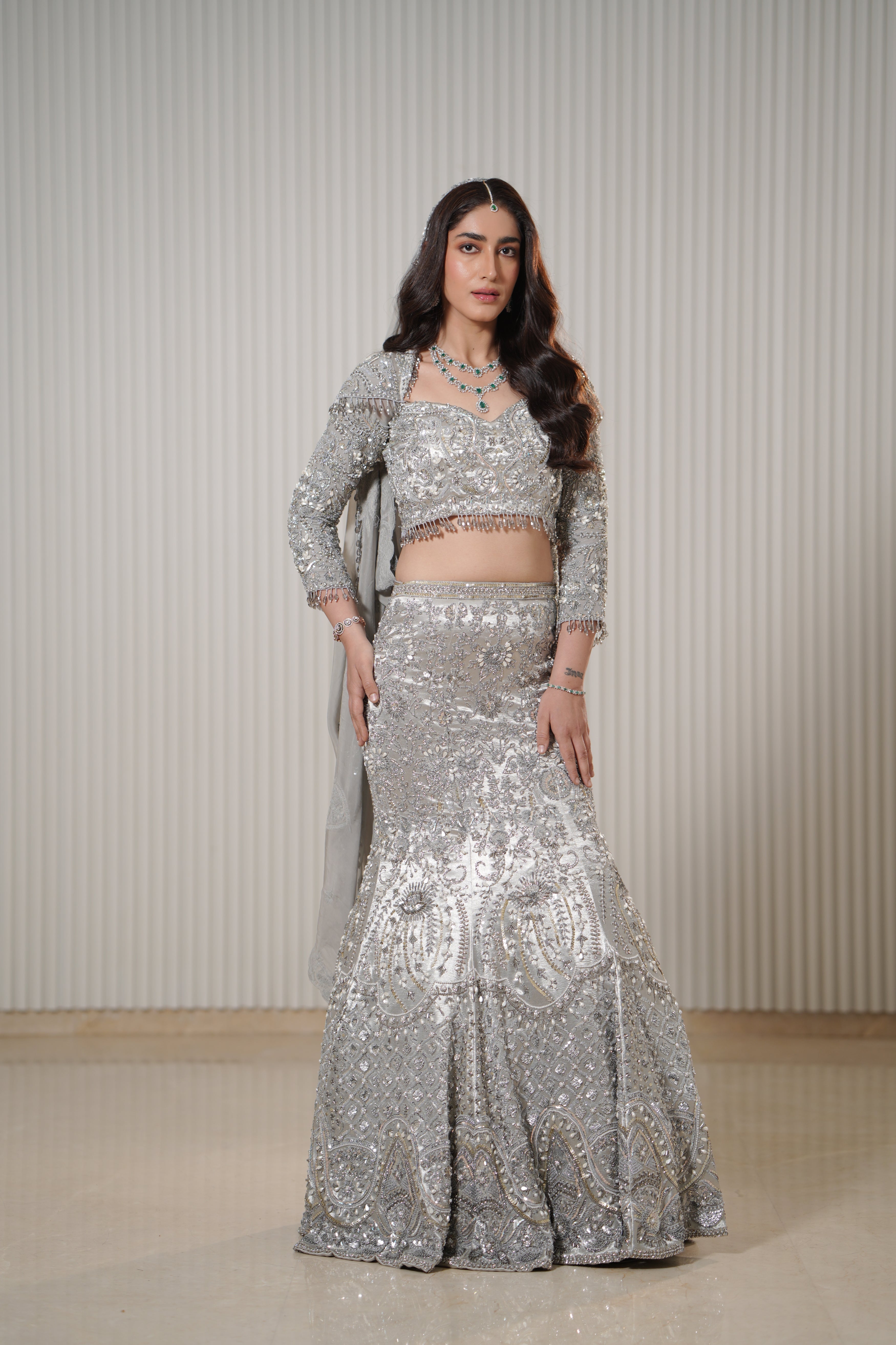 Luna - A silver mermaid lehenga