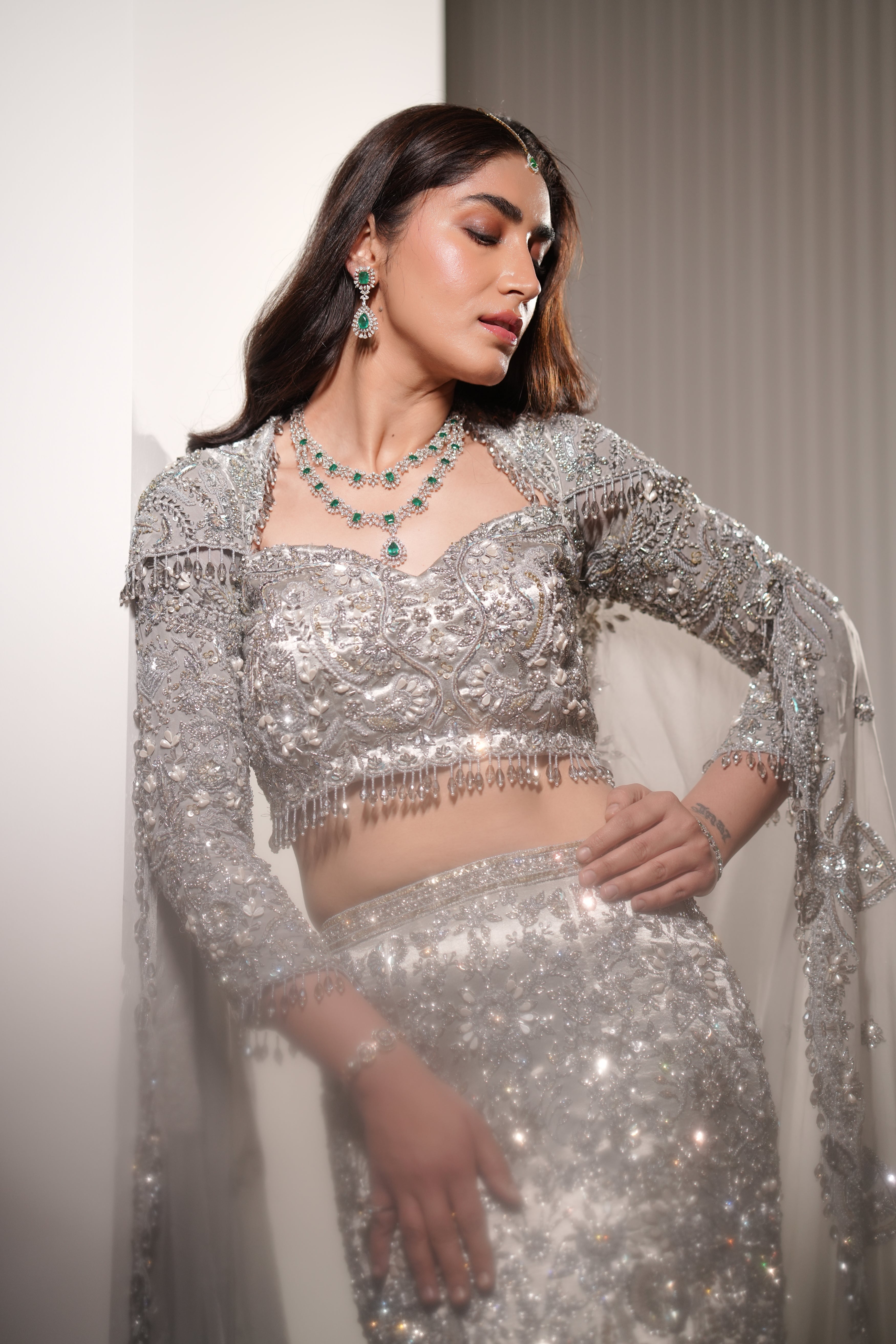 Luna - A silver mermaid lehenga