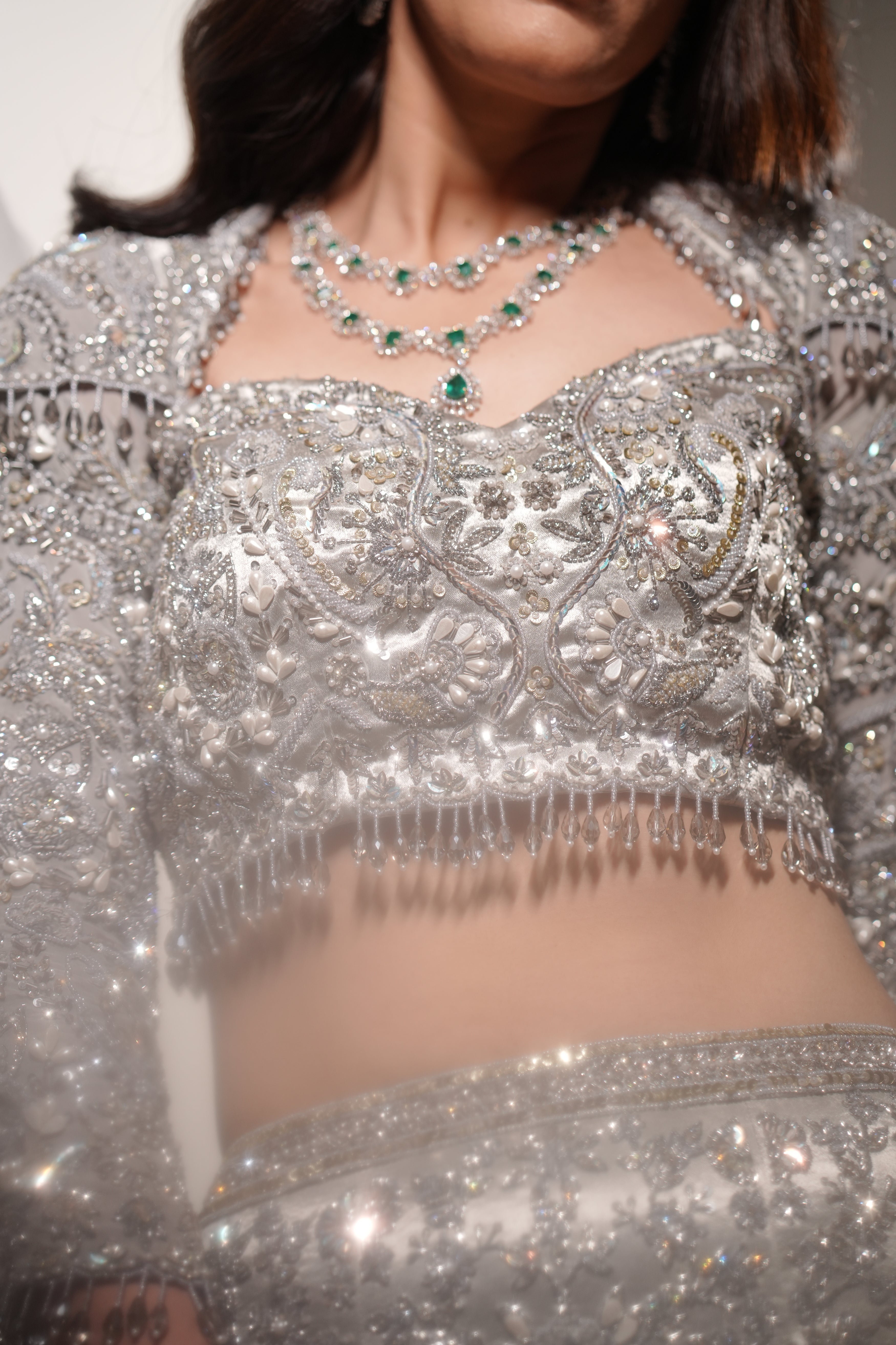 Luna - A silver mermaid lehenga