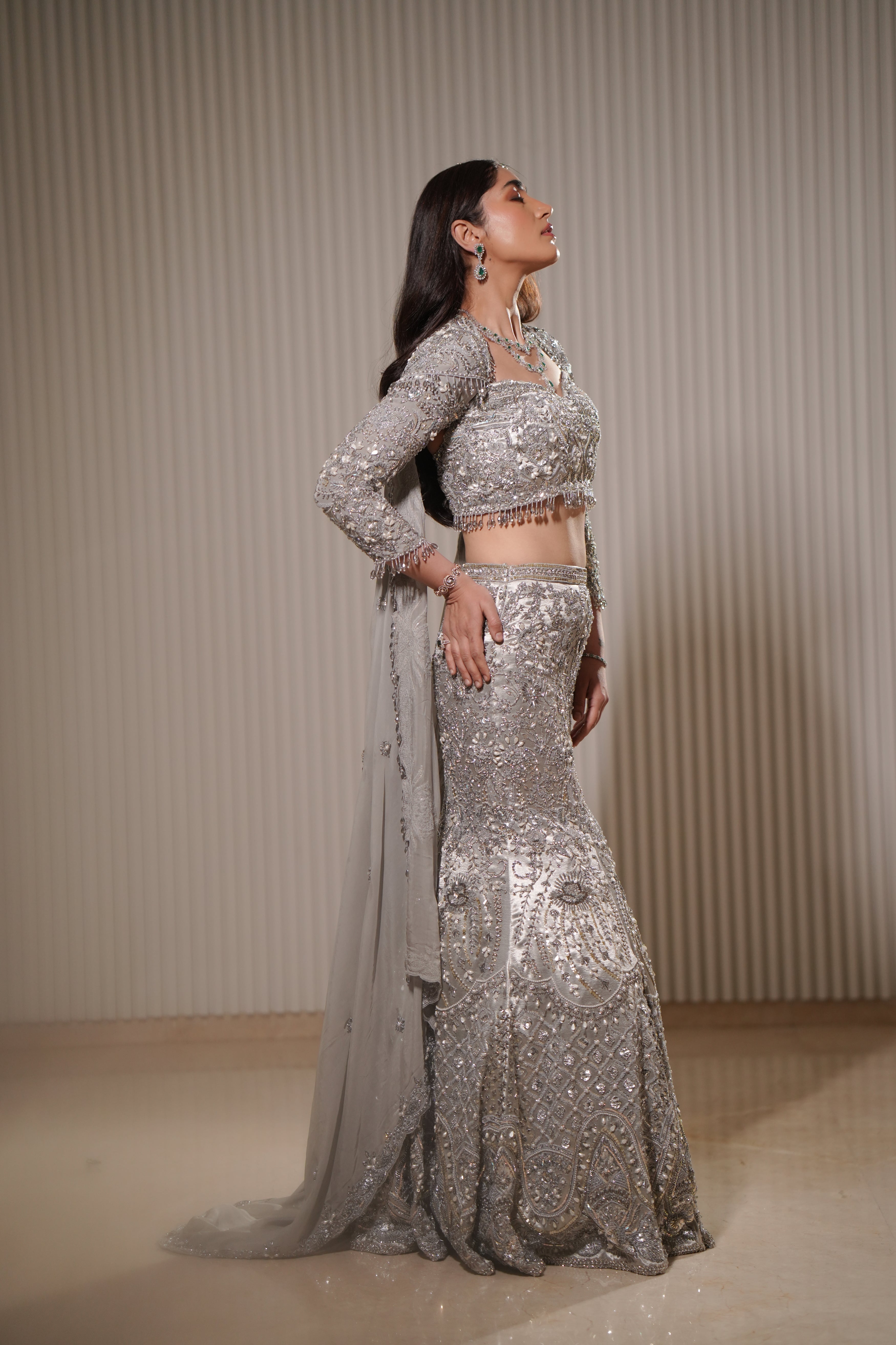 Luna - A silver mermaid lehenga