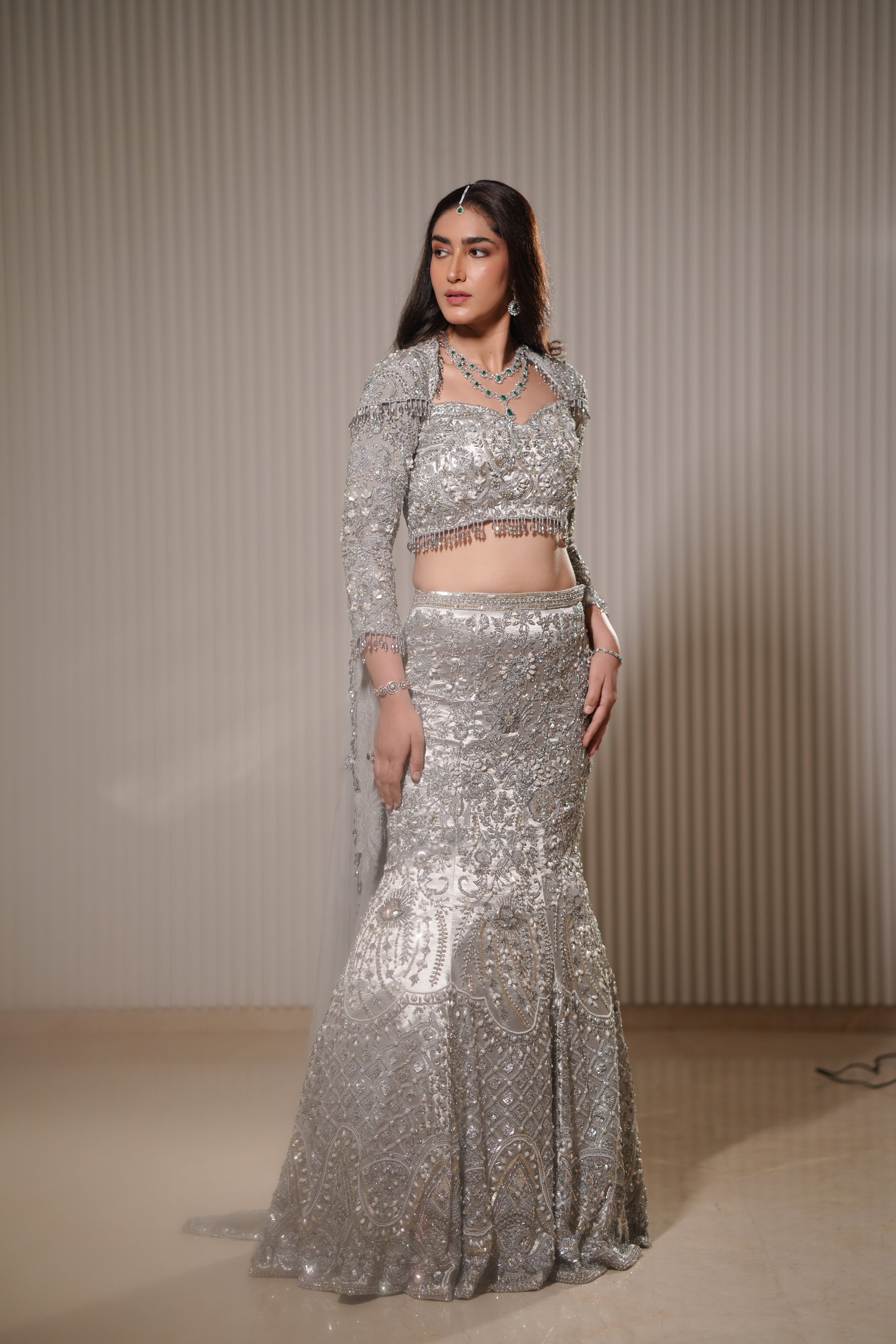 Luna - A silver mermaid lehenga