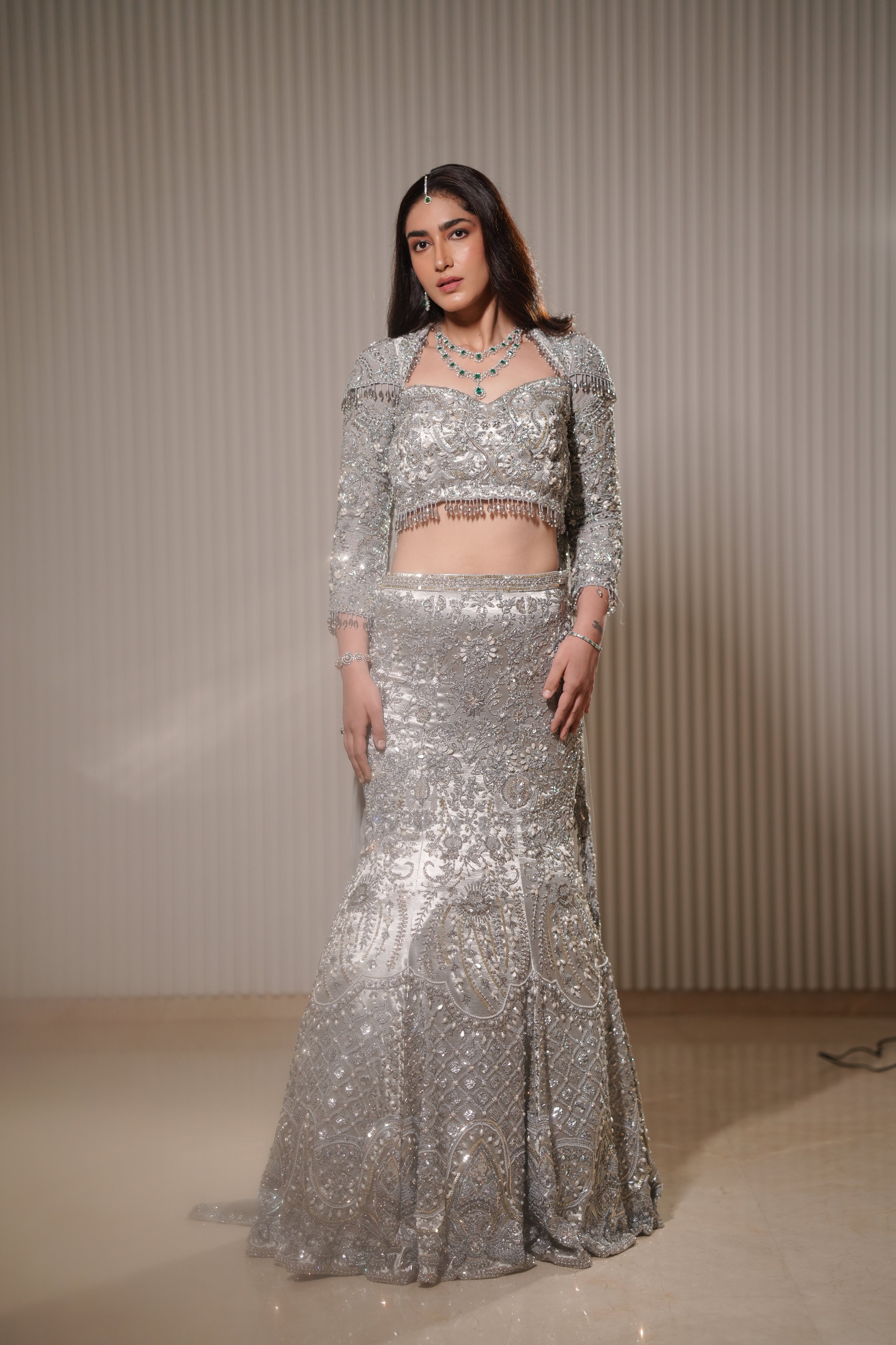 Luna - A silver mermaid lehenga