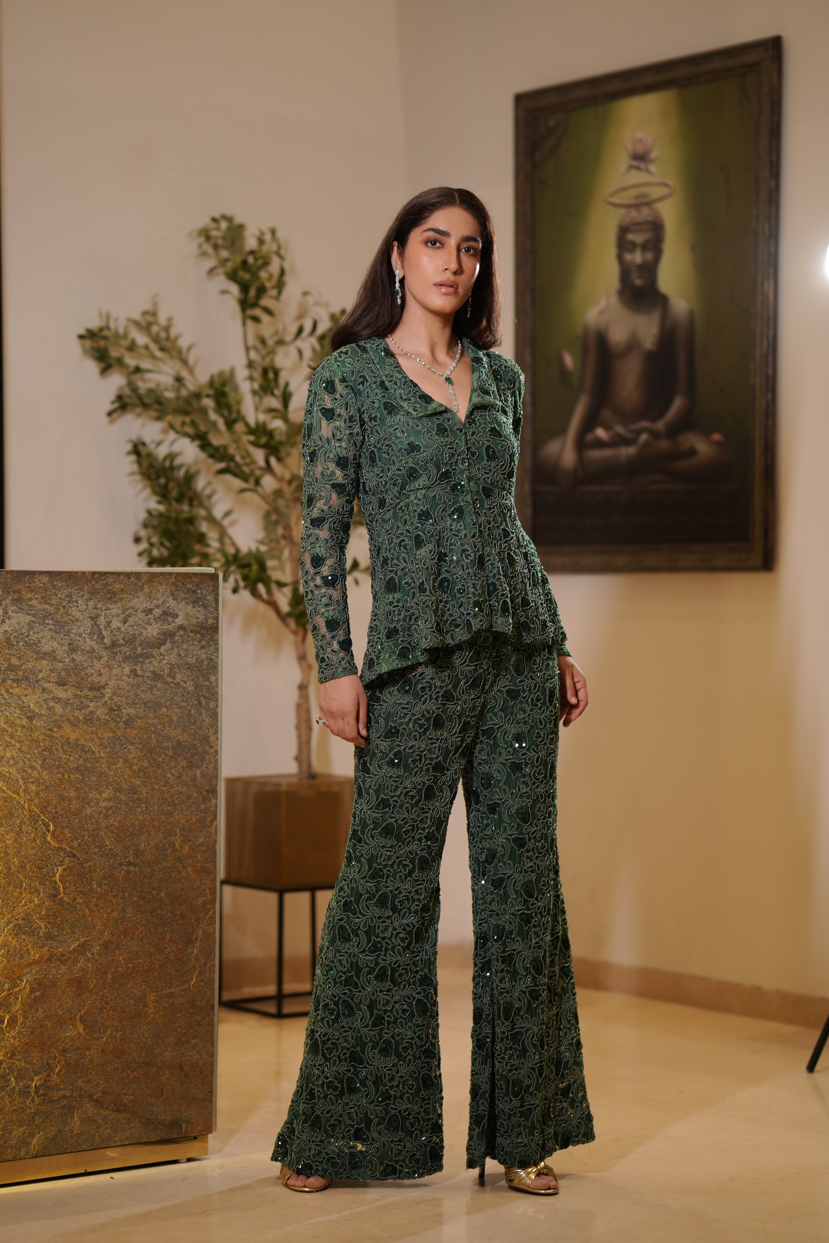 Green Embroidered Co-ord set