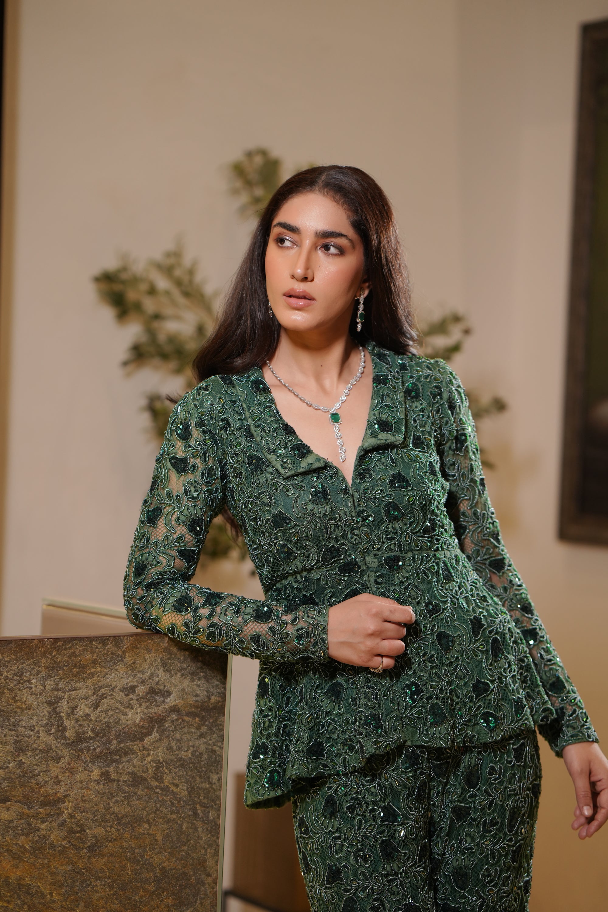 Green Embroidered Co-ord set