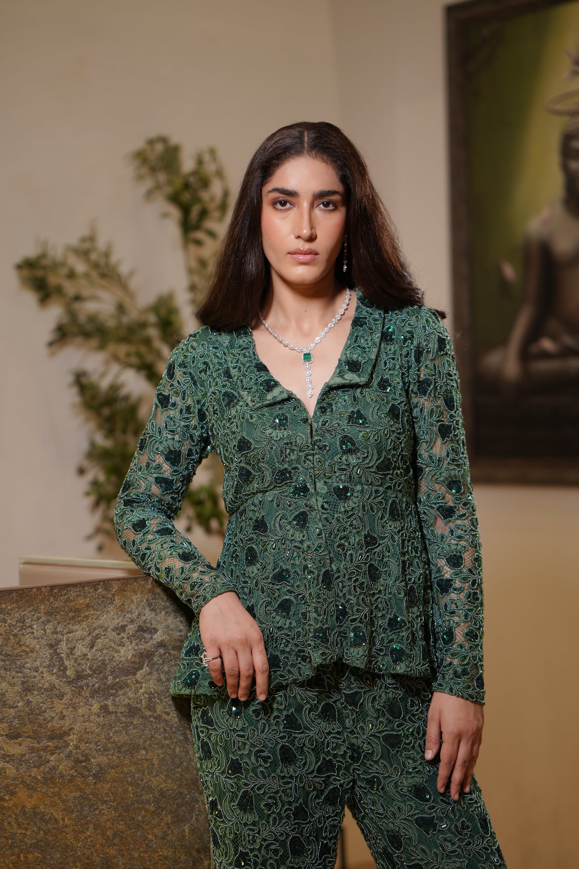 Green Embroidered Co-ord set