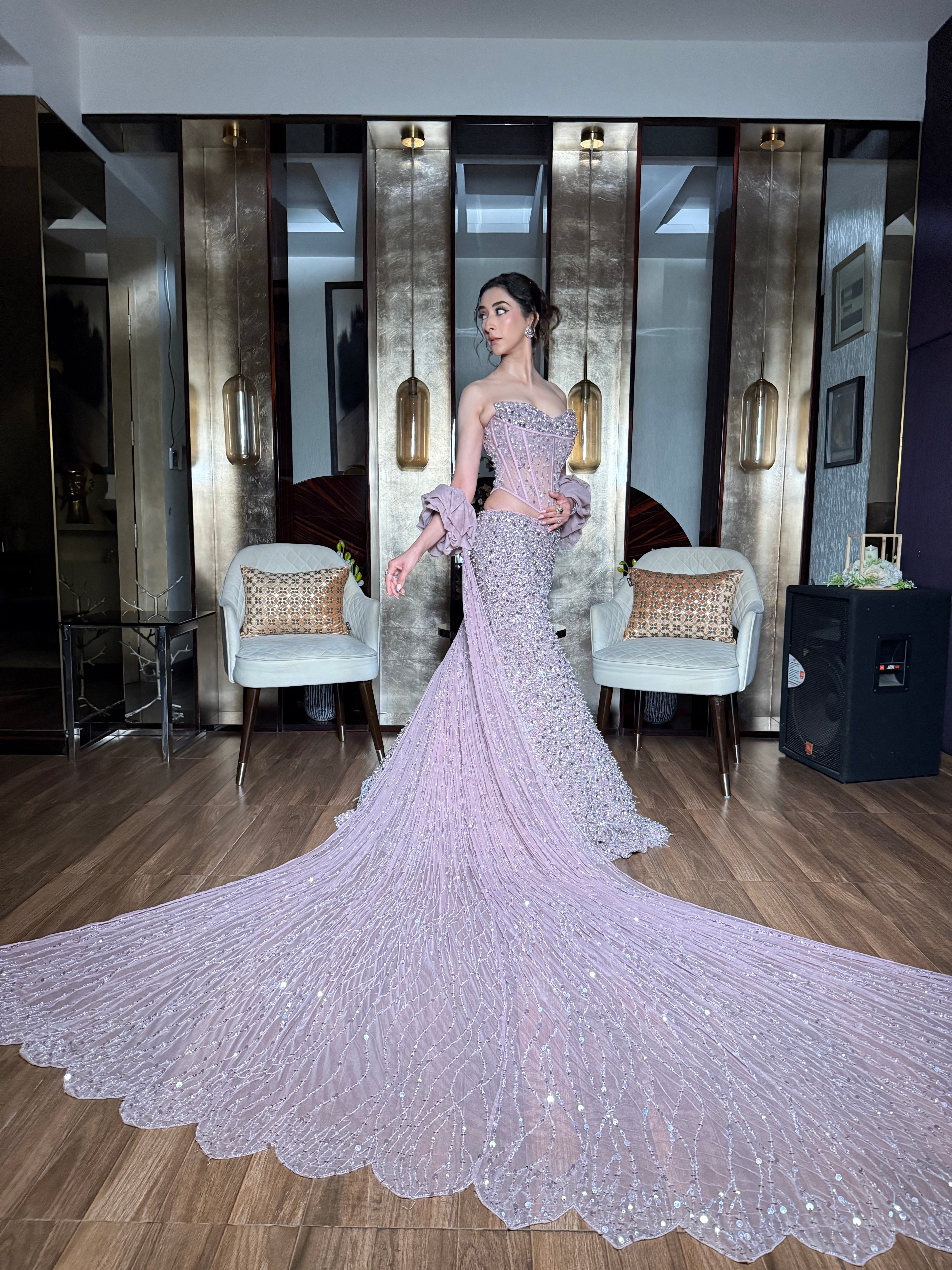 Mandarinfish corset lehenga