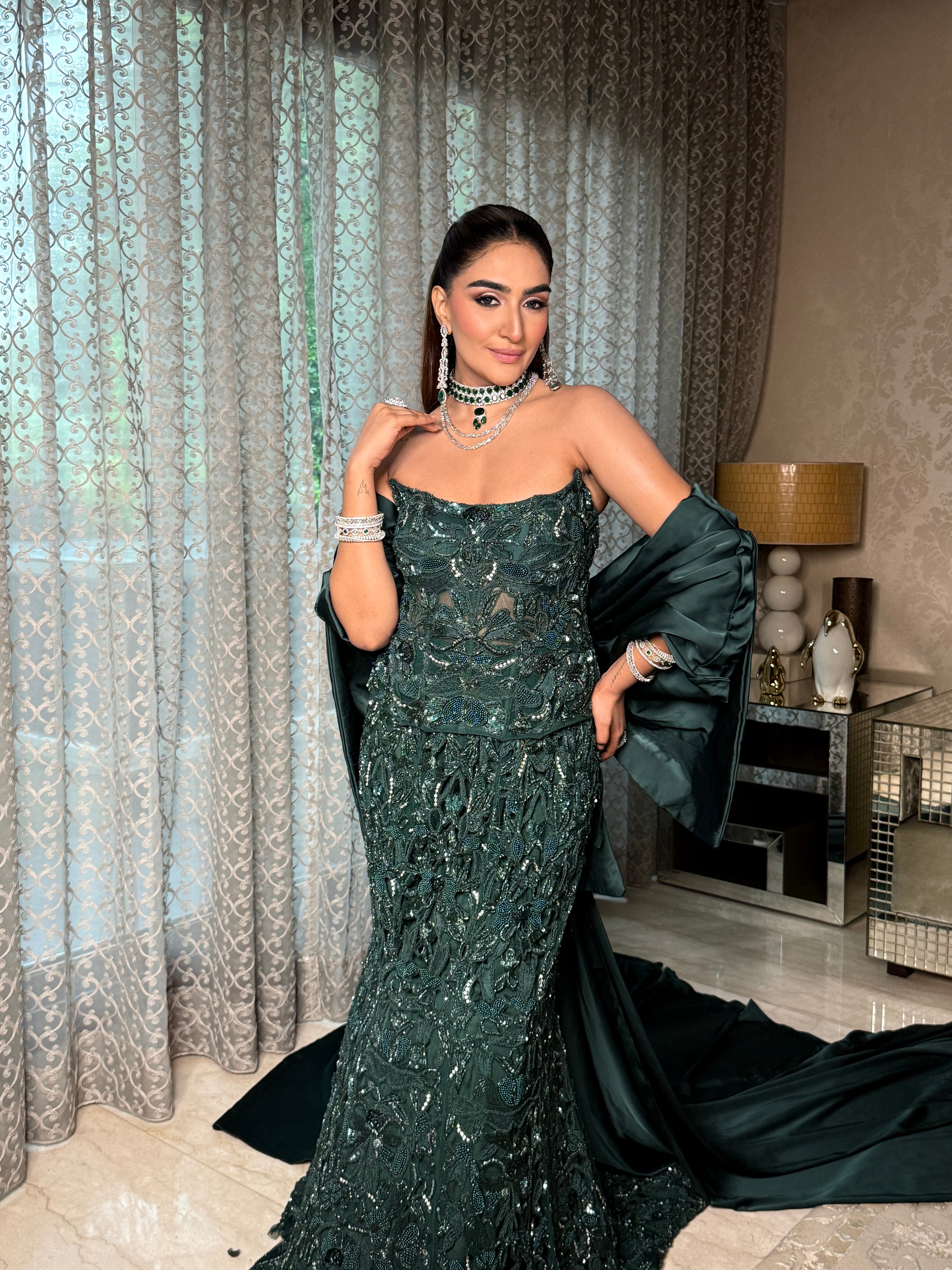 Greenleaf corset mermaid lehenga