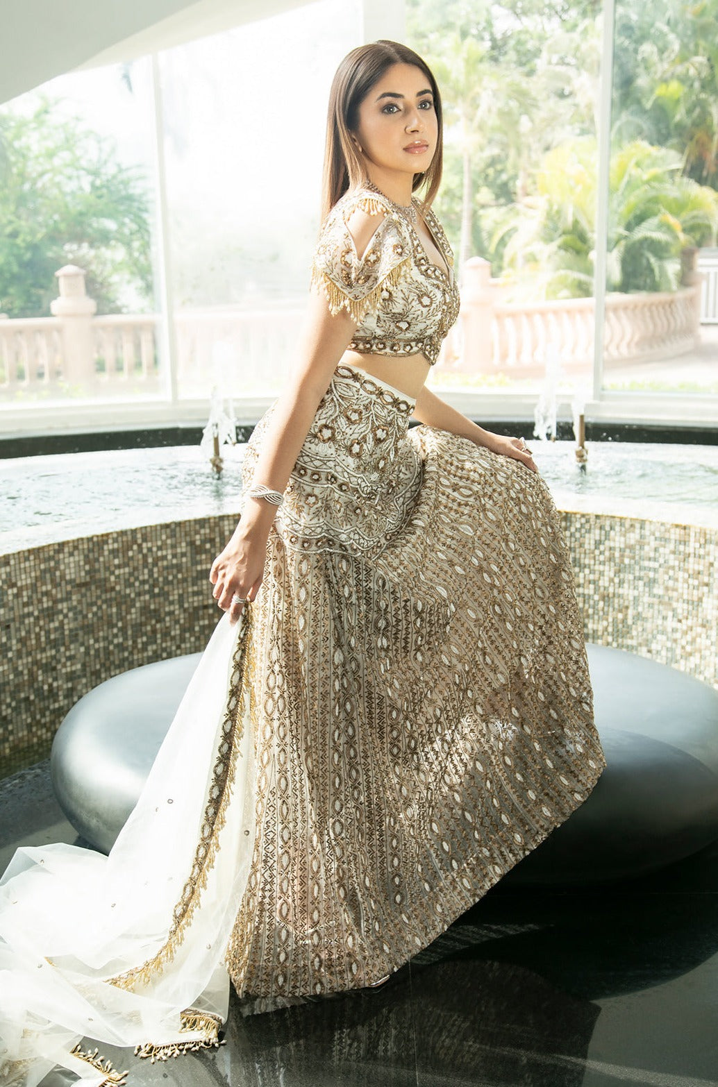 Gold & Ivory Embroidered Lehenga