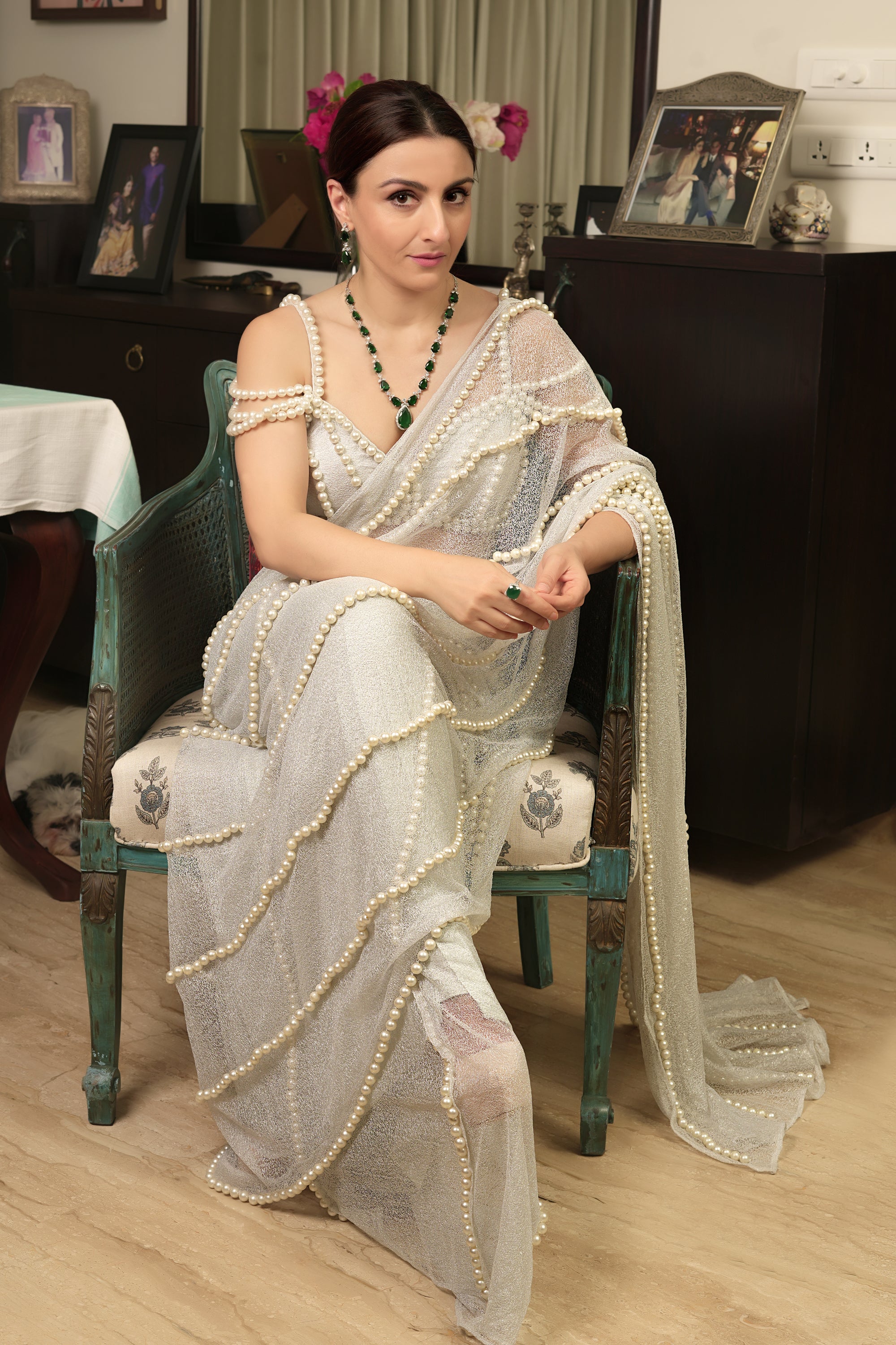 Soha Ali khan in Pearl sari