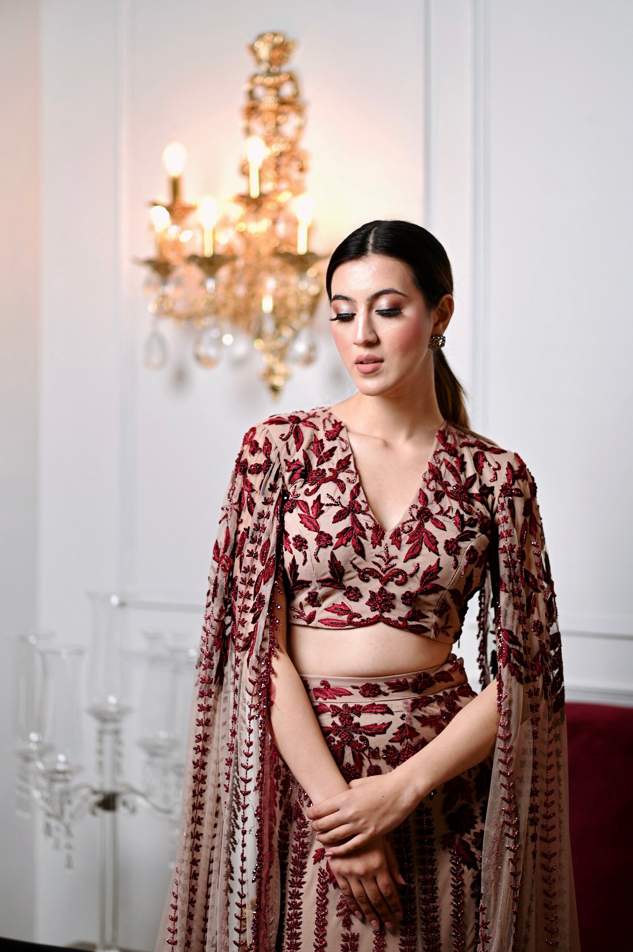 Tales of Spring - Red Thread Lehenga