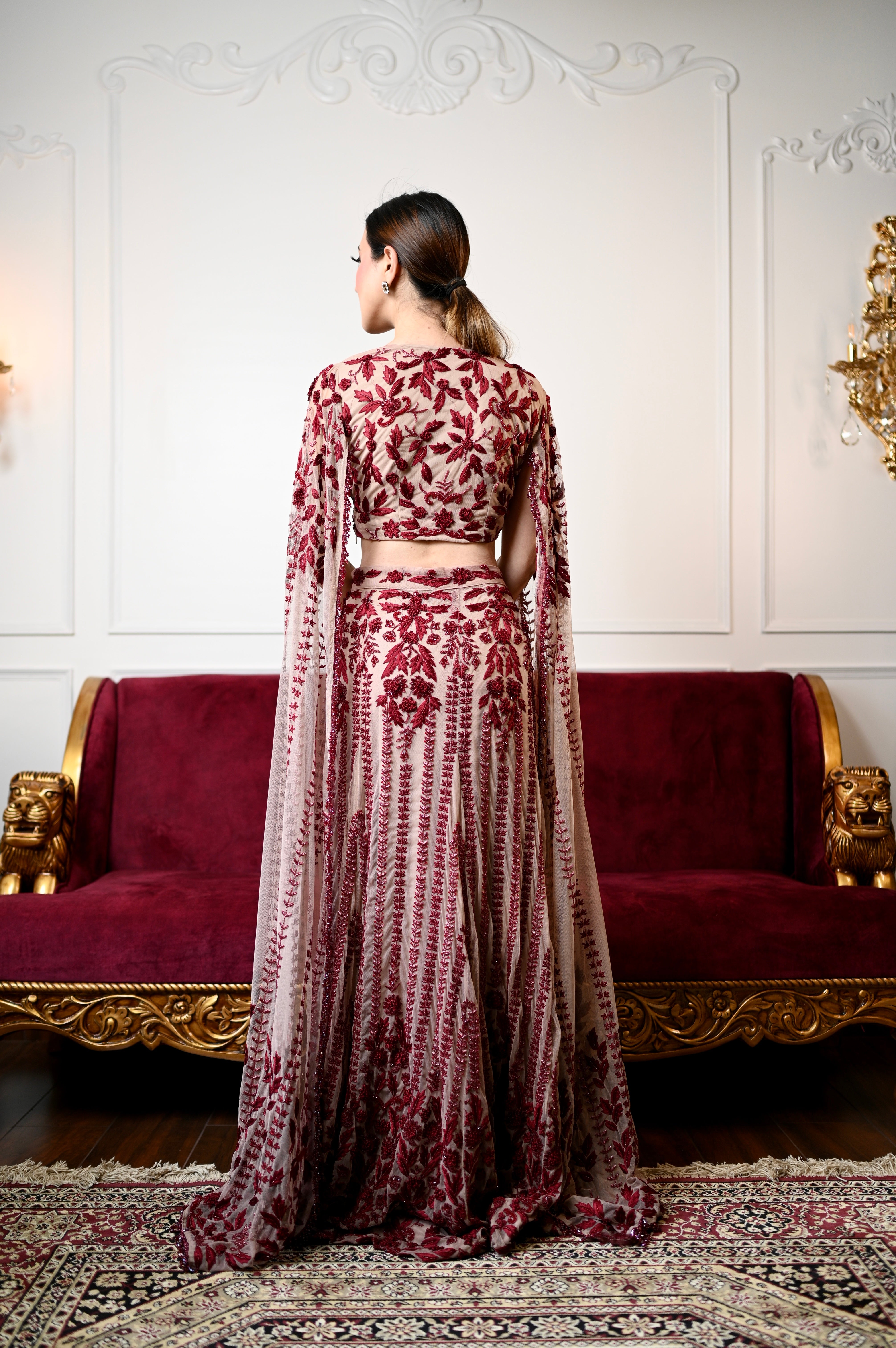 Tales of Spring - Red Thread Lehenga