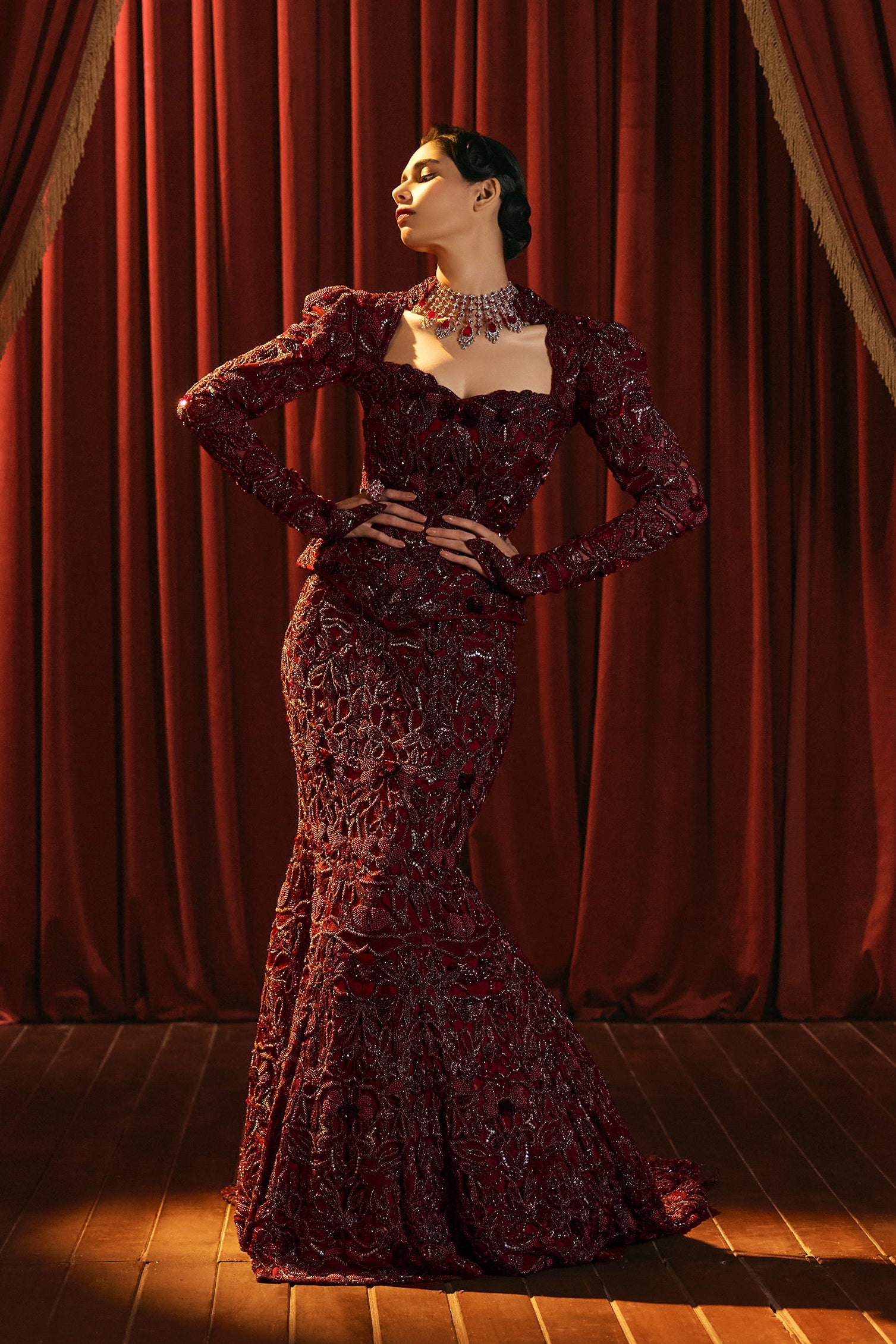 Ruby royale- Corset and mermaid lehenga