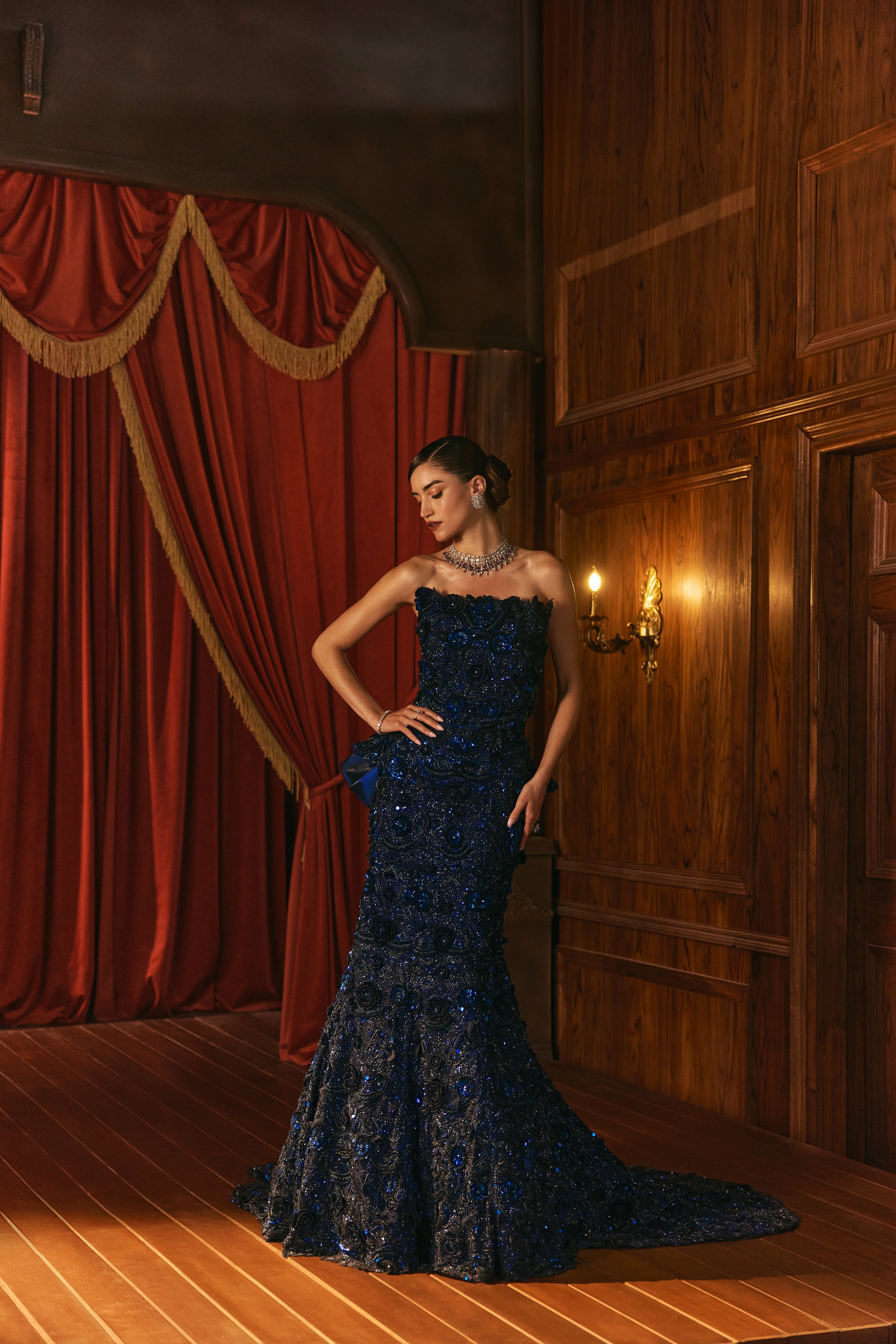 Bluebell- 3d flower corset and mermaid lehenga