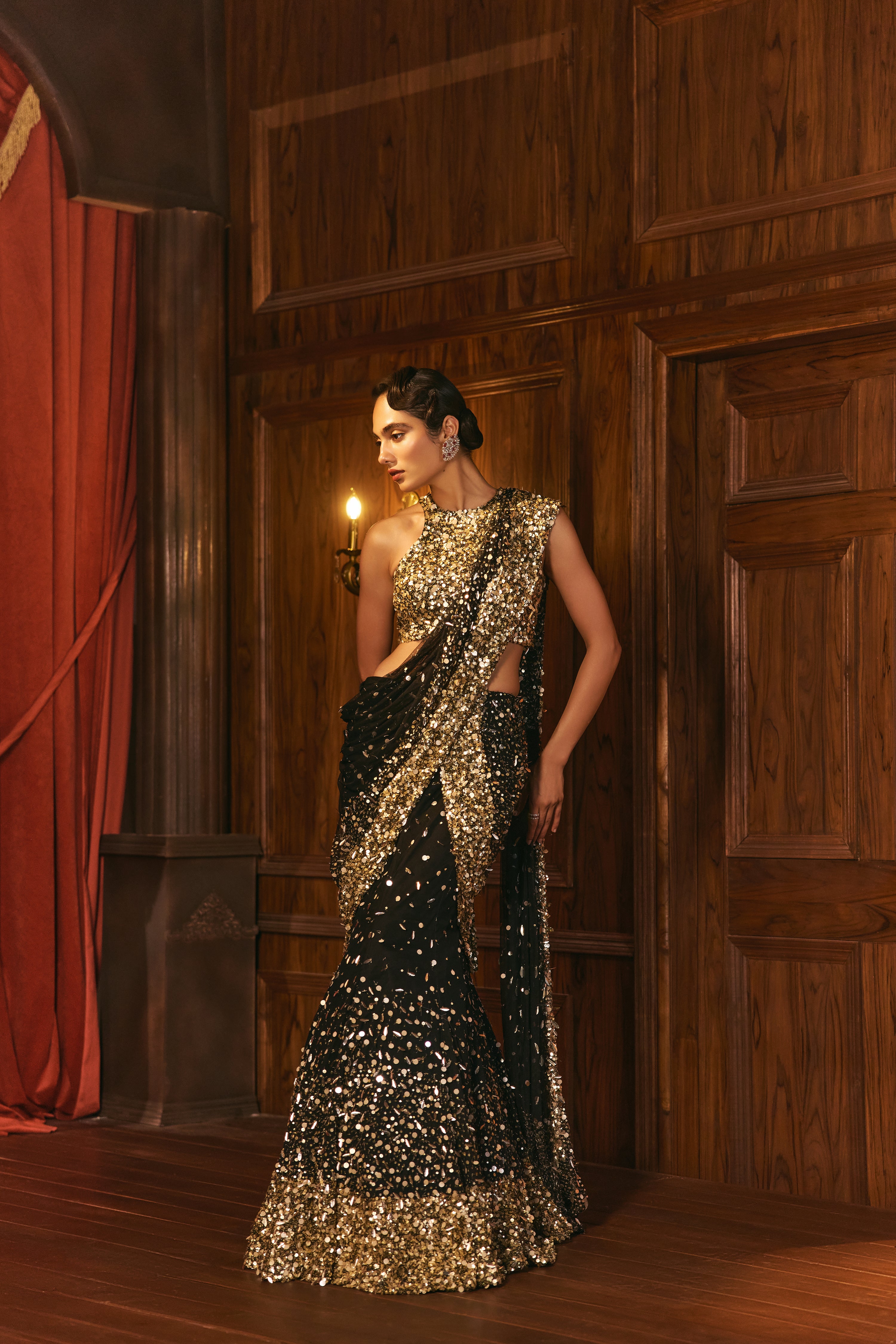 Golden eclipse - lehenga saree