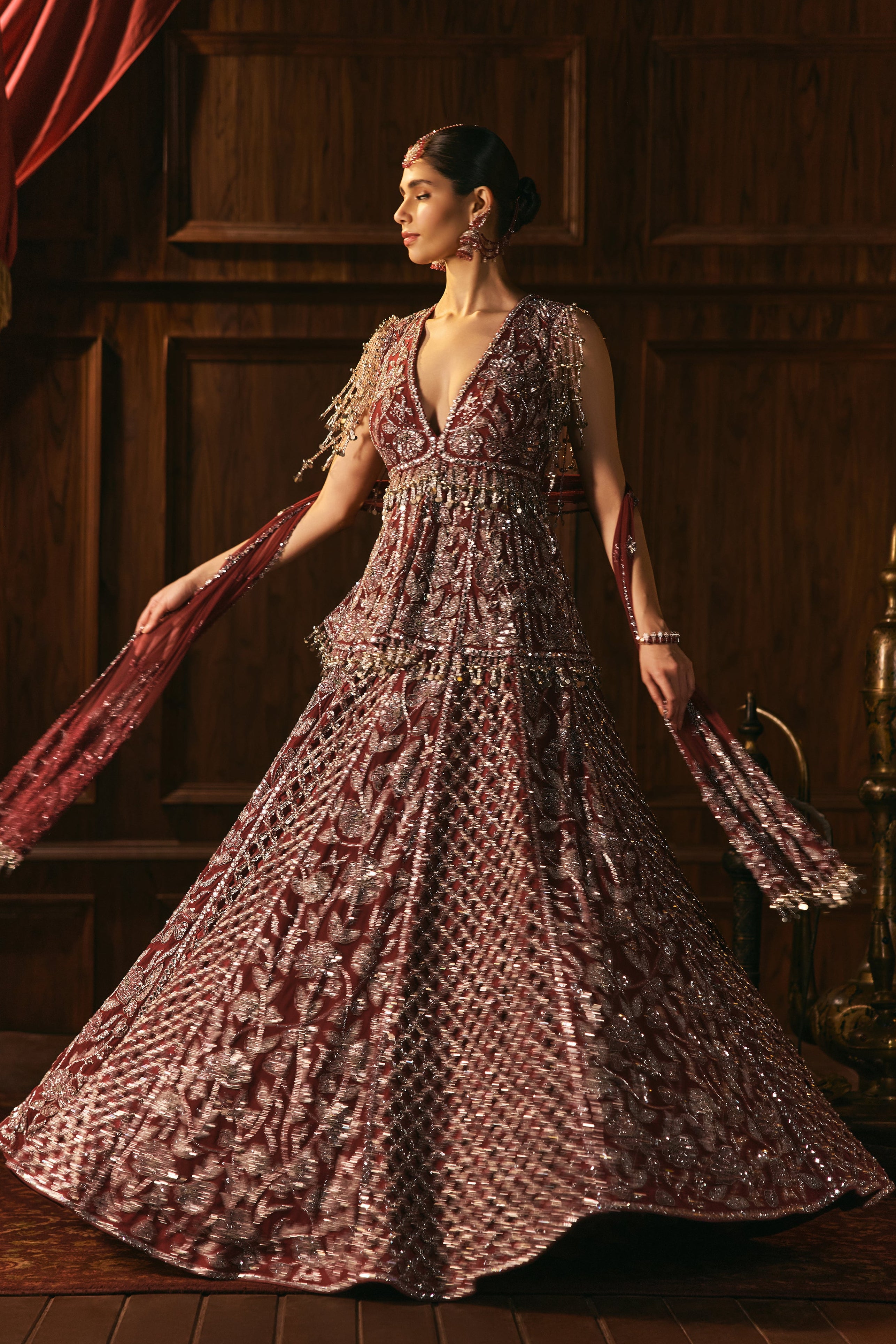 Begum bloom- Rani pink and silver lehenga