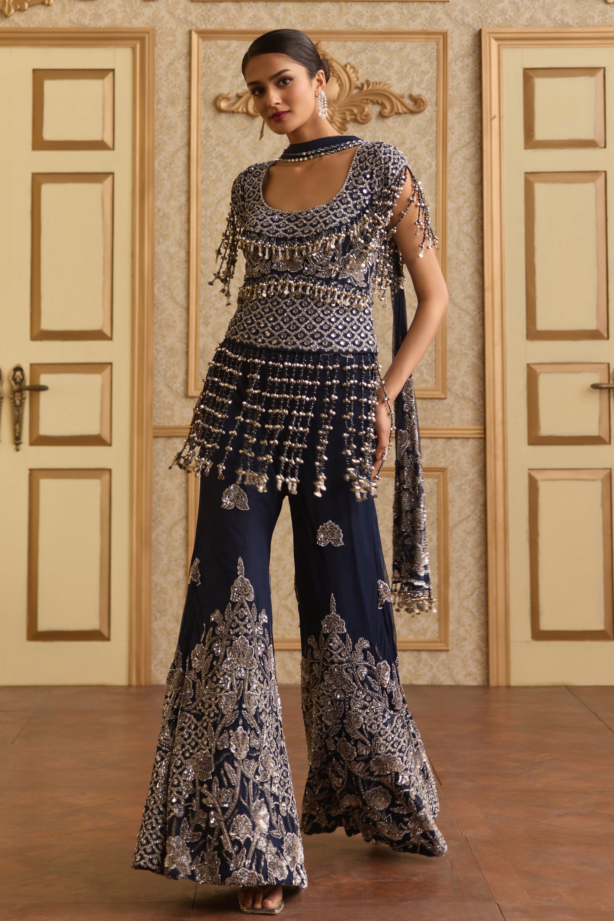 MAJESTY BLUE SHARARA SET