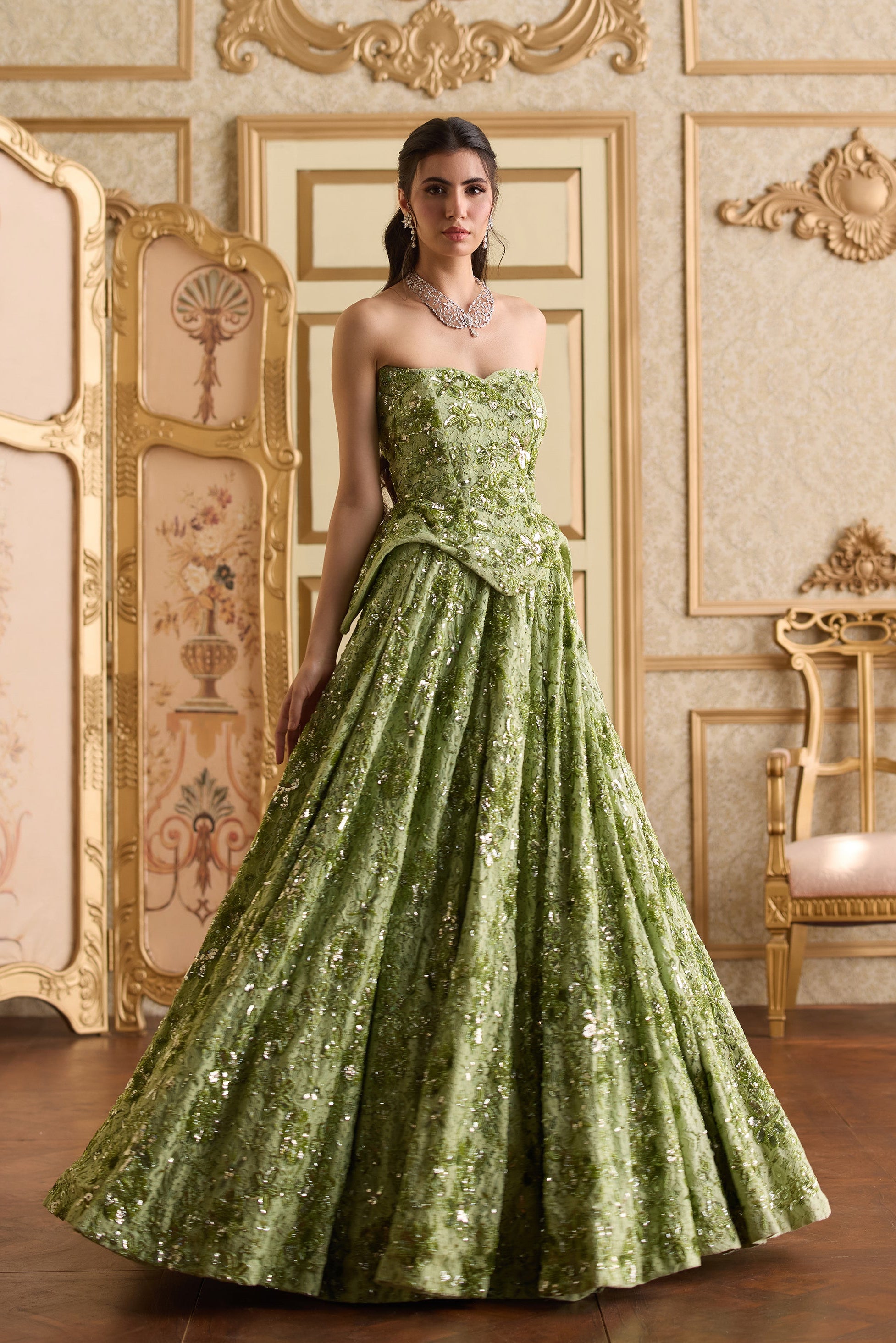 PISTACHIO DREAM CORSET LEHENGA