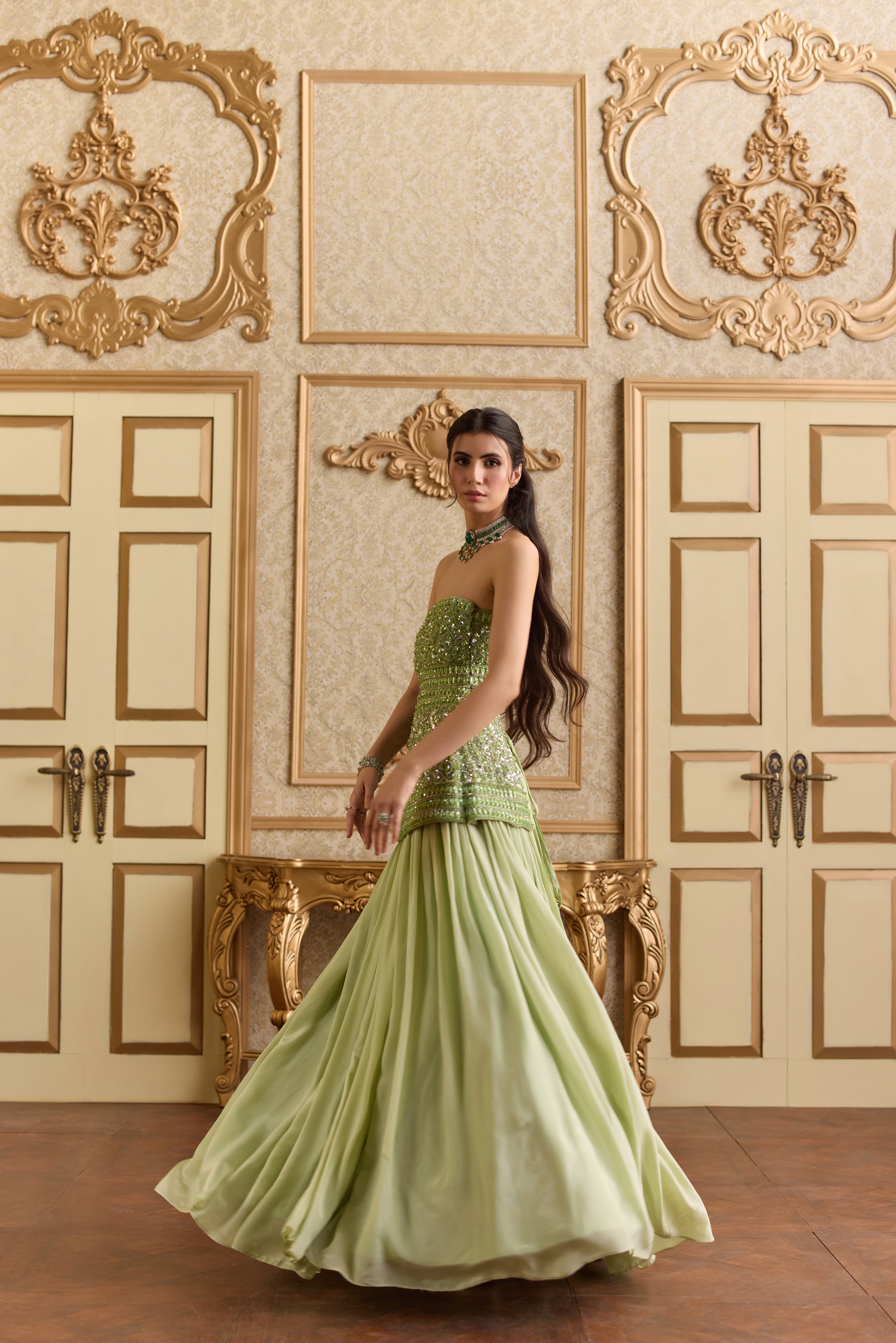 CELESTIAL GREEN LEHENGA