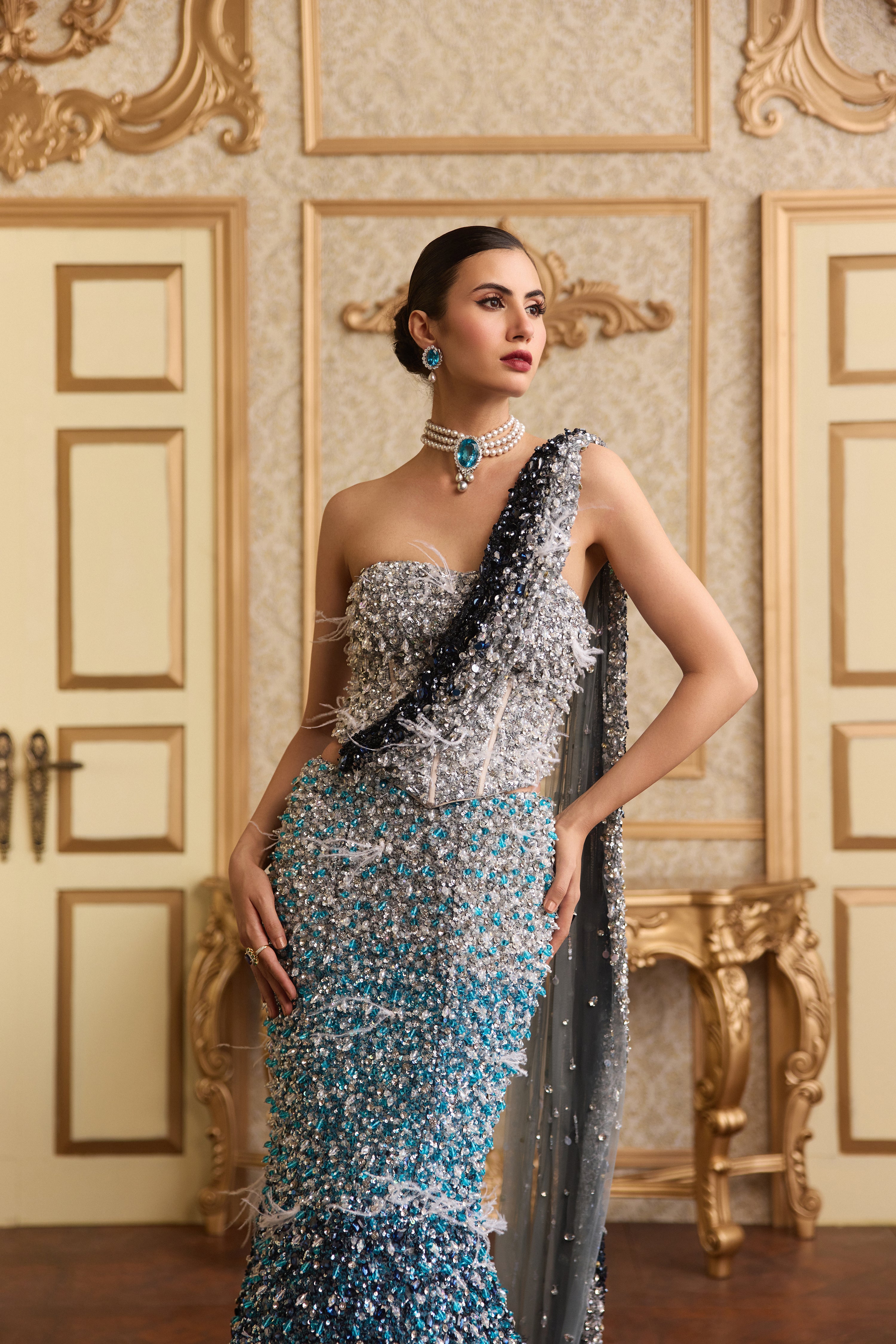 OCEAN CASCADE MERMAID LEHENGA