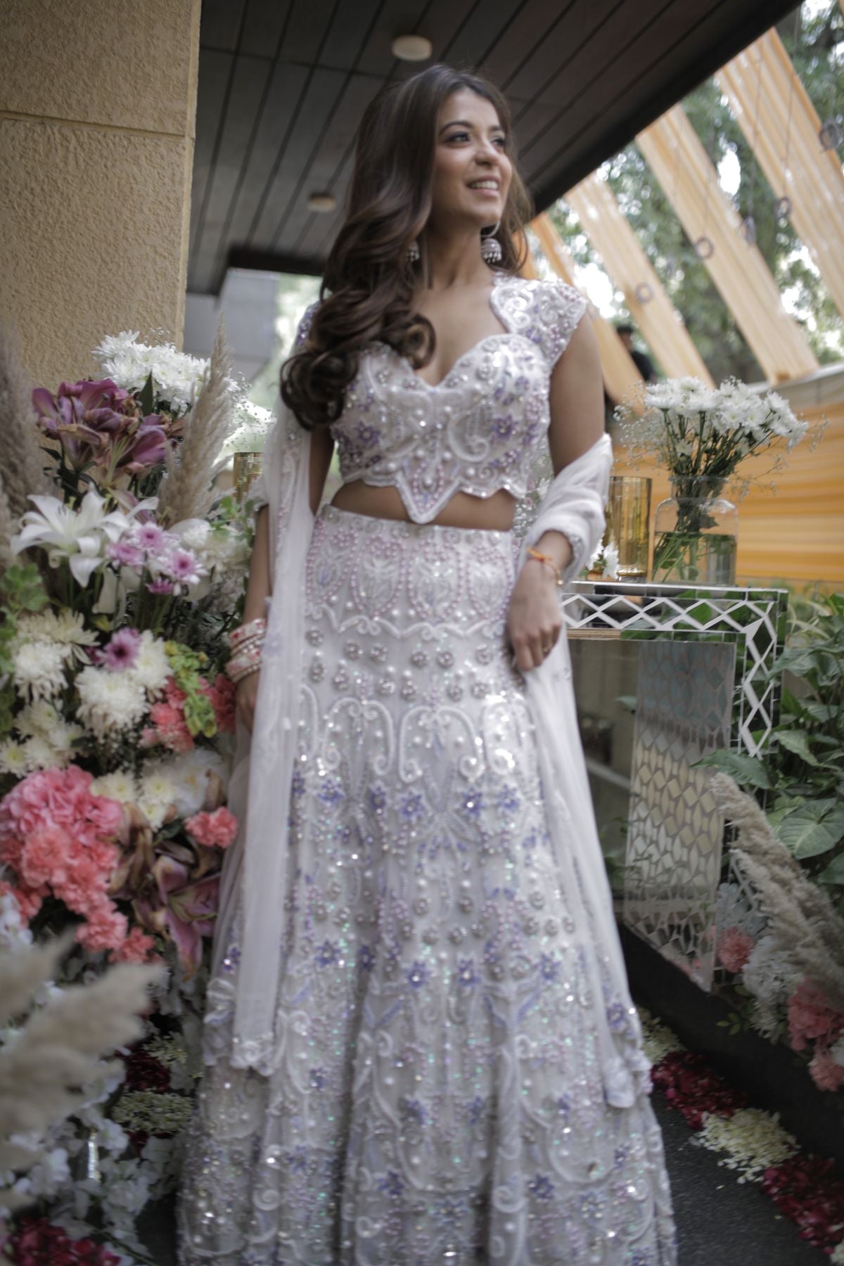 Mera White & Lavender Embroidered Lehenga