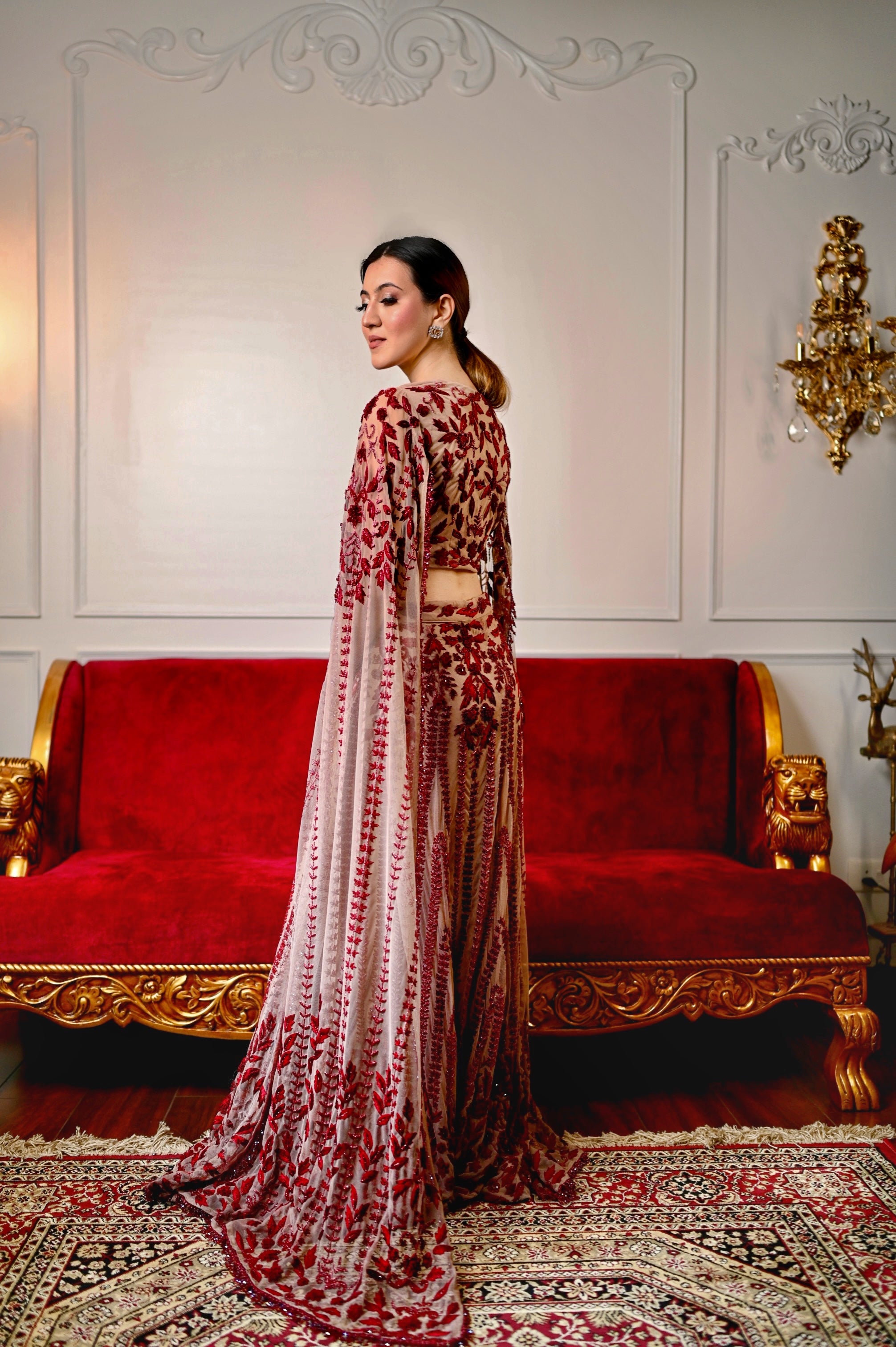 Tales of Spring - Red Thread Lehenga