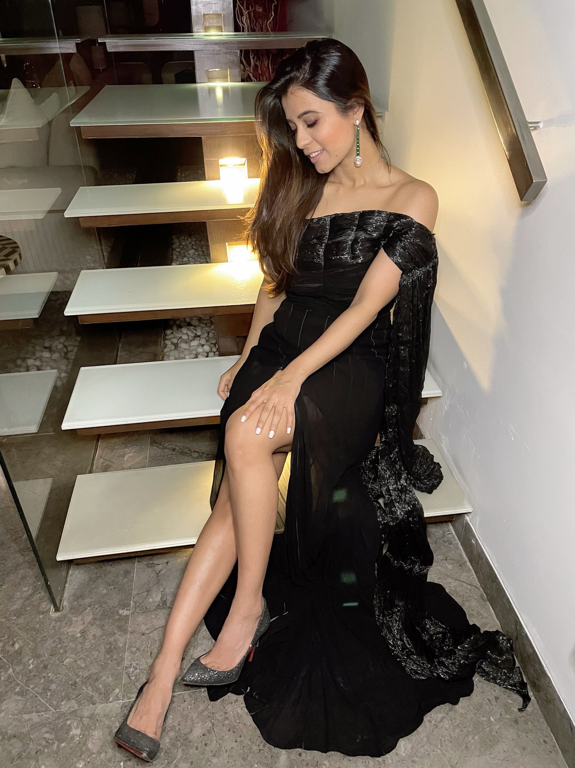 Black Off-shoulder Gown