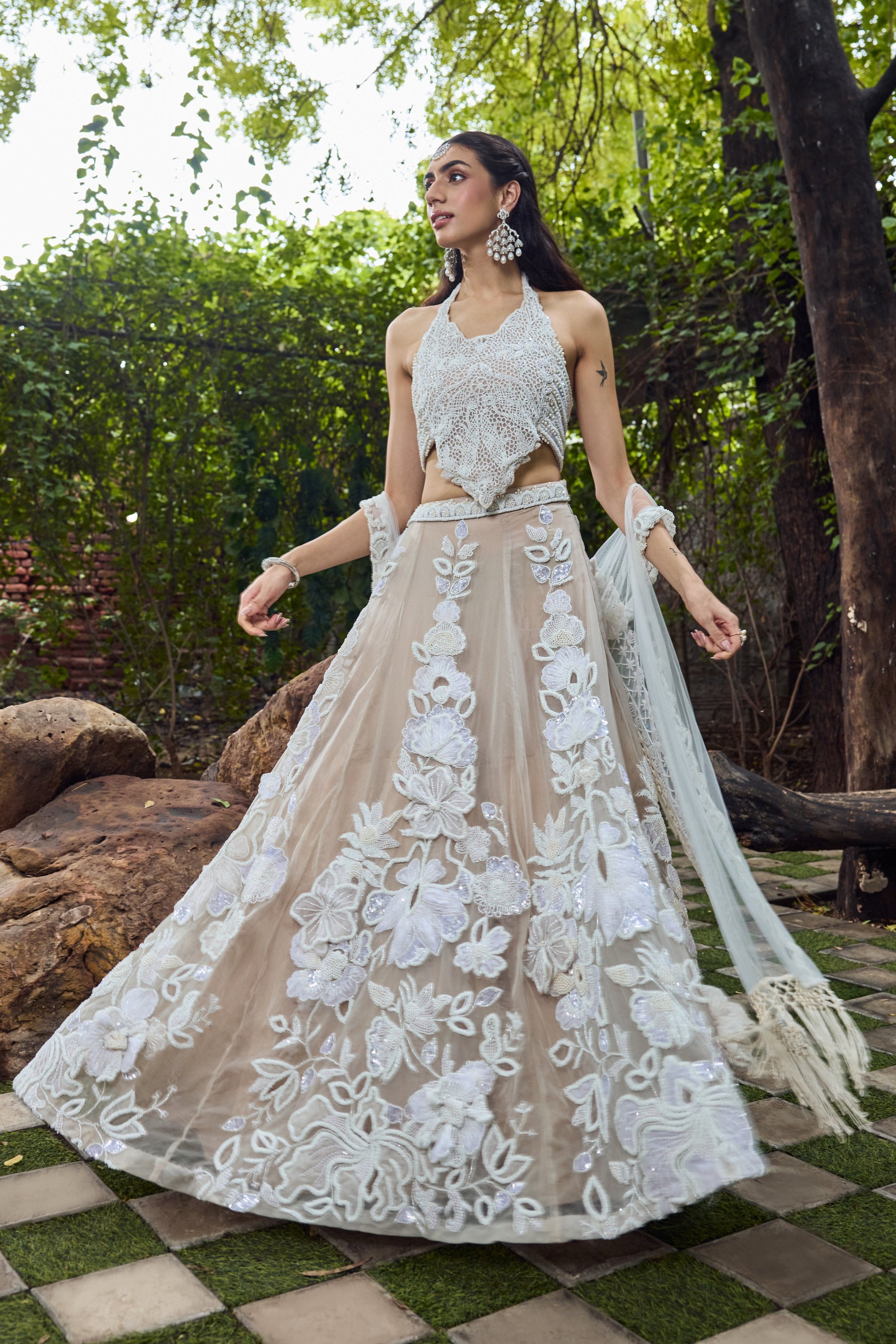 Jasmine - Three dimensional Flower Lehenga