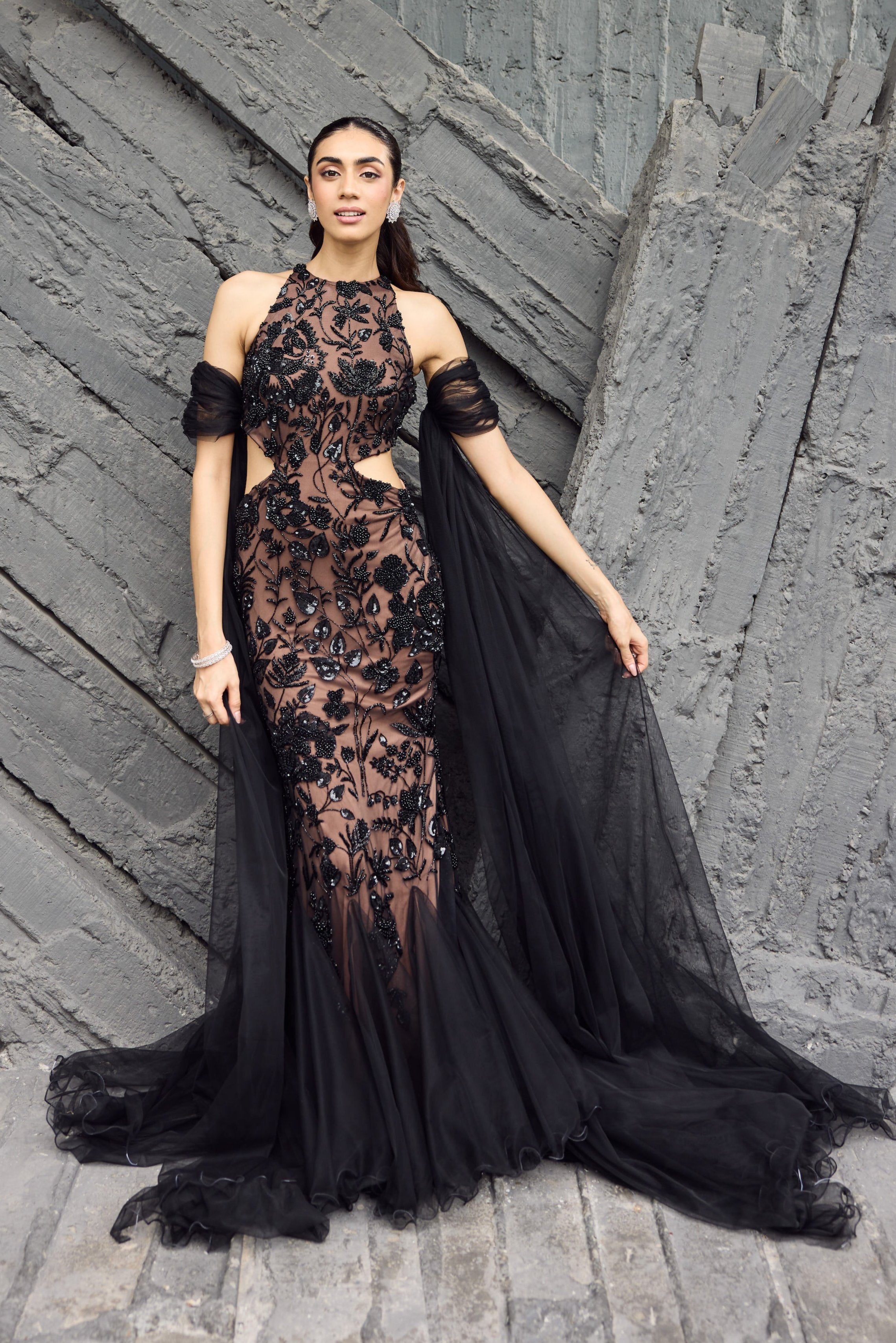 Black Eagle - Hand embroidered gown