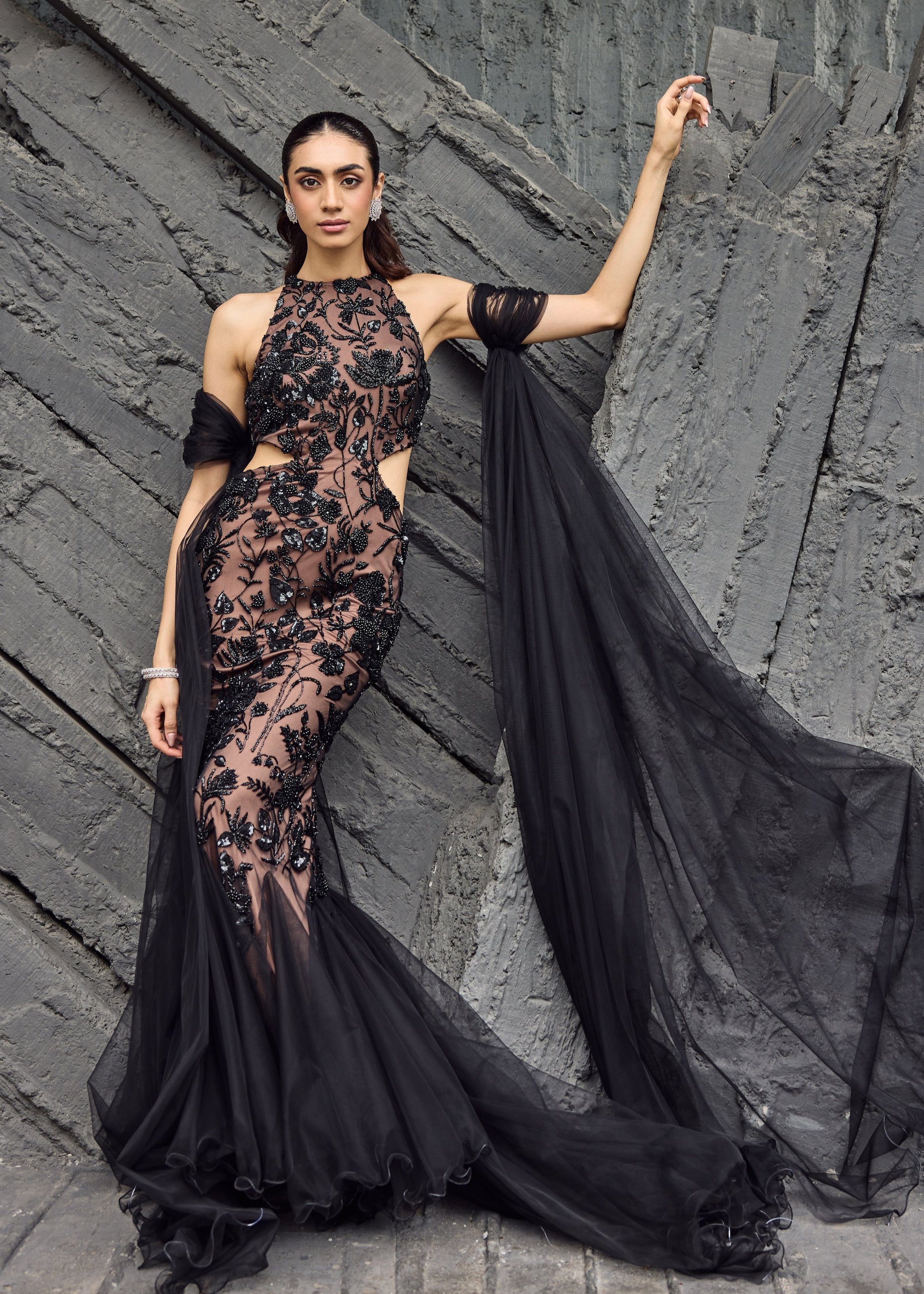 Black Eagle - Hand embroidered gown