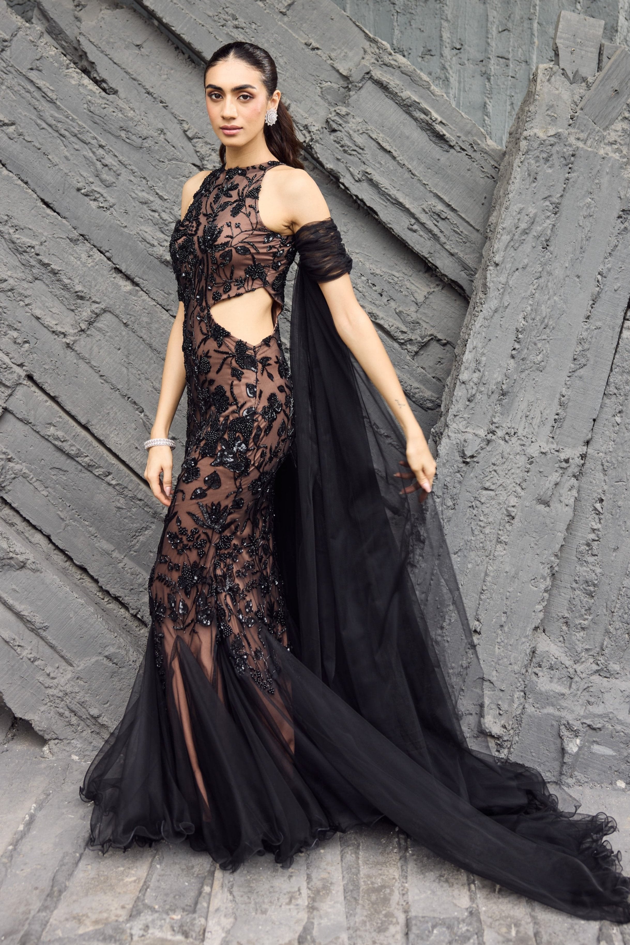 Black Eagle - Hand embroidered gown