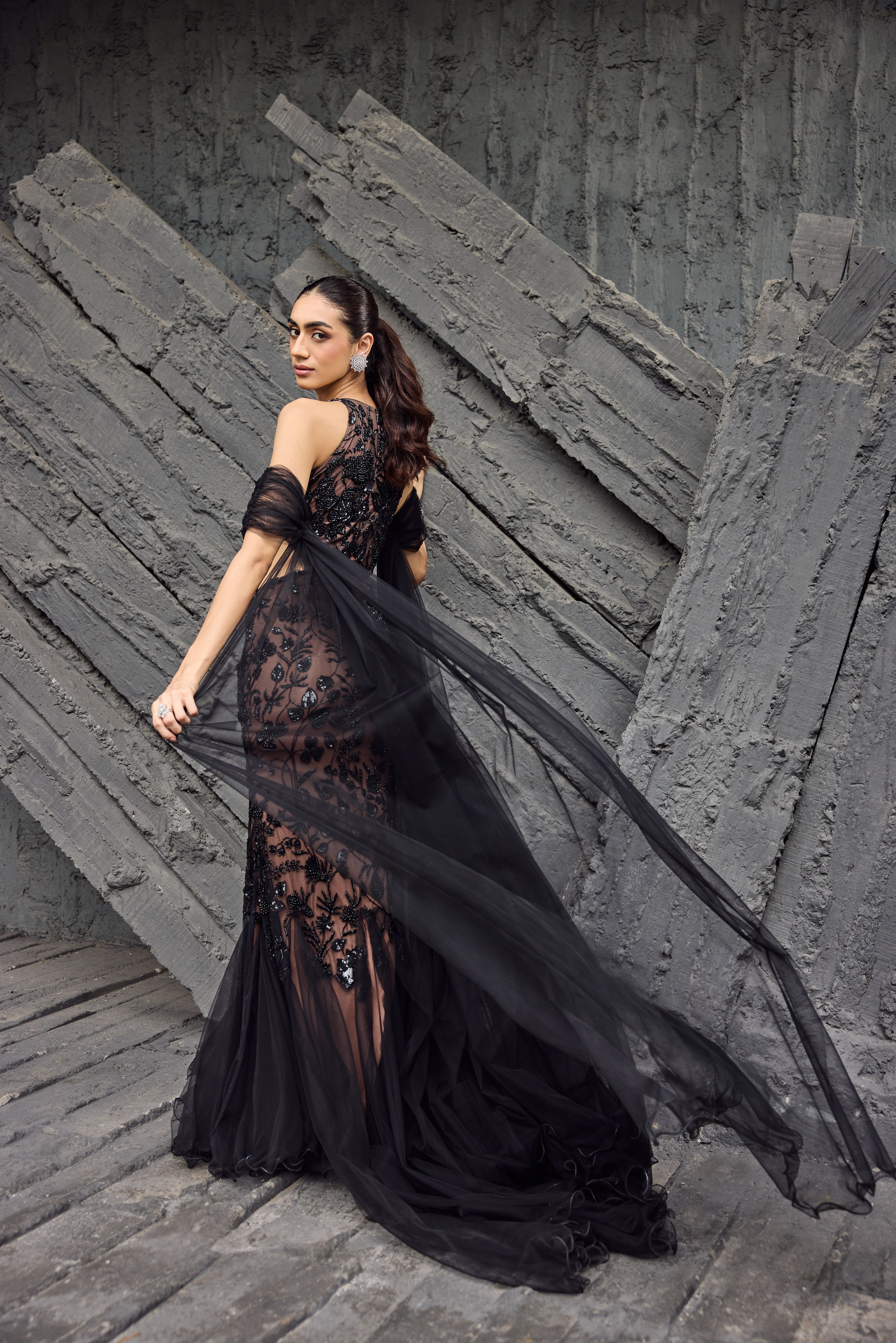 Black Eagle - Hand embroidered gown