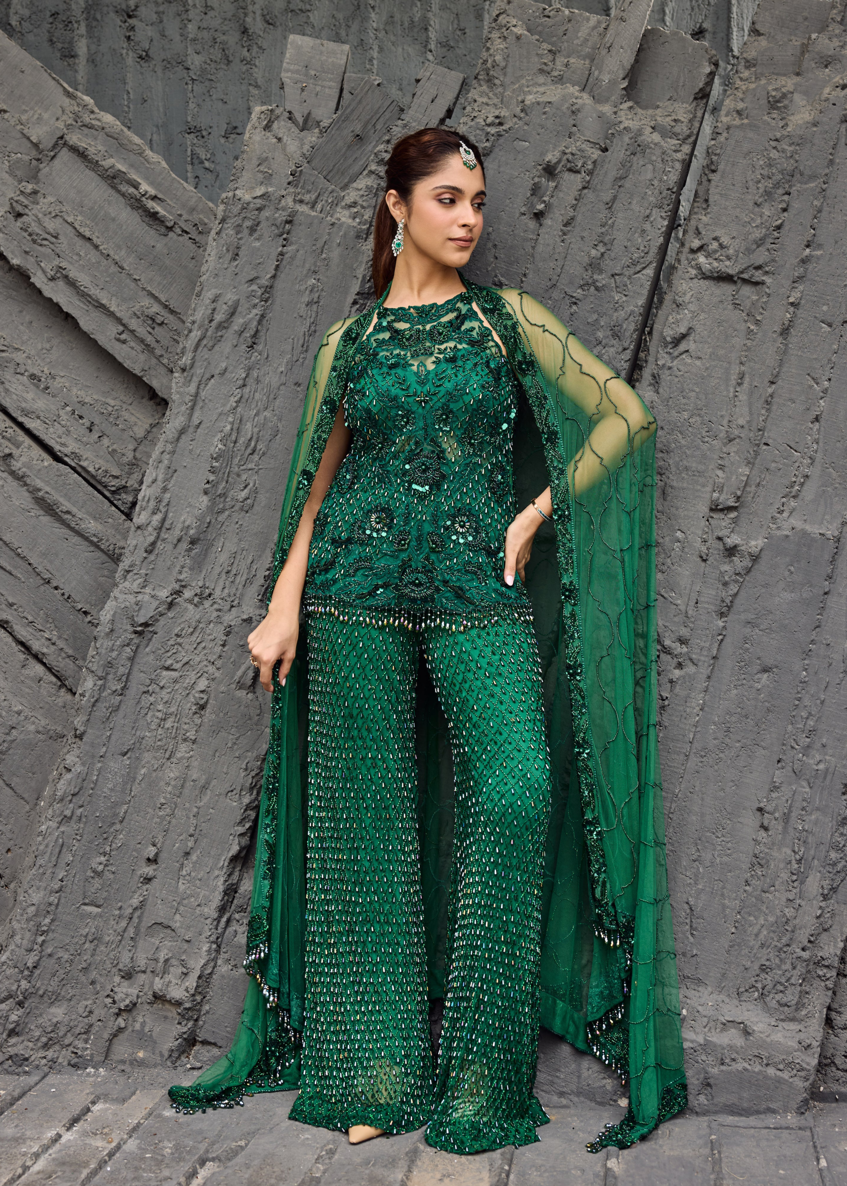 Emerald Green Sharara set