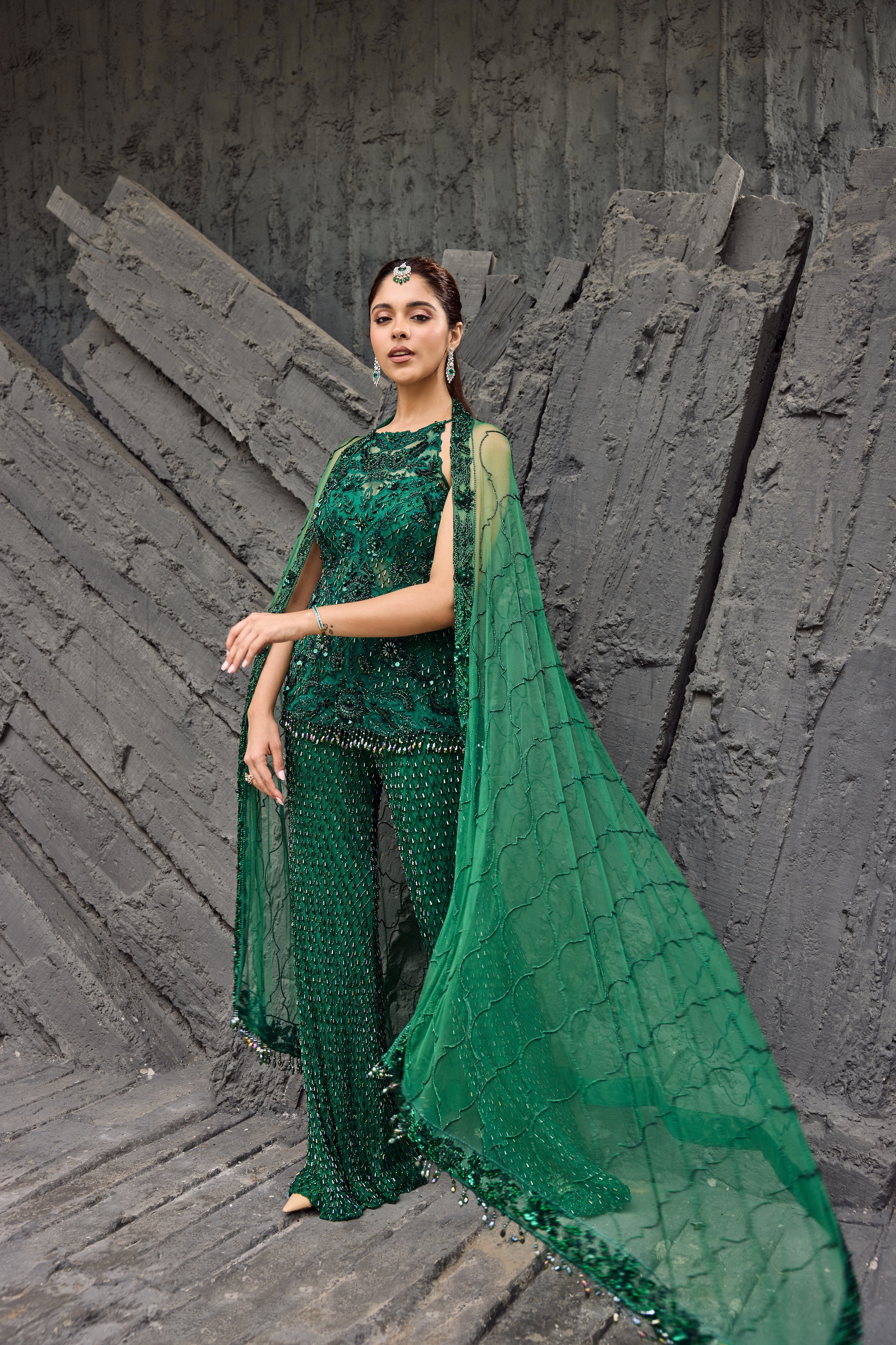 Emerald Green Sharara set