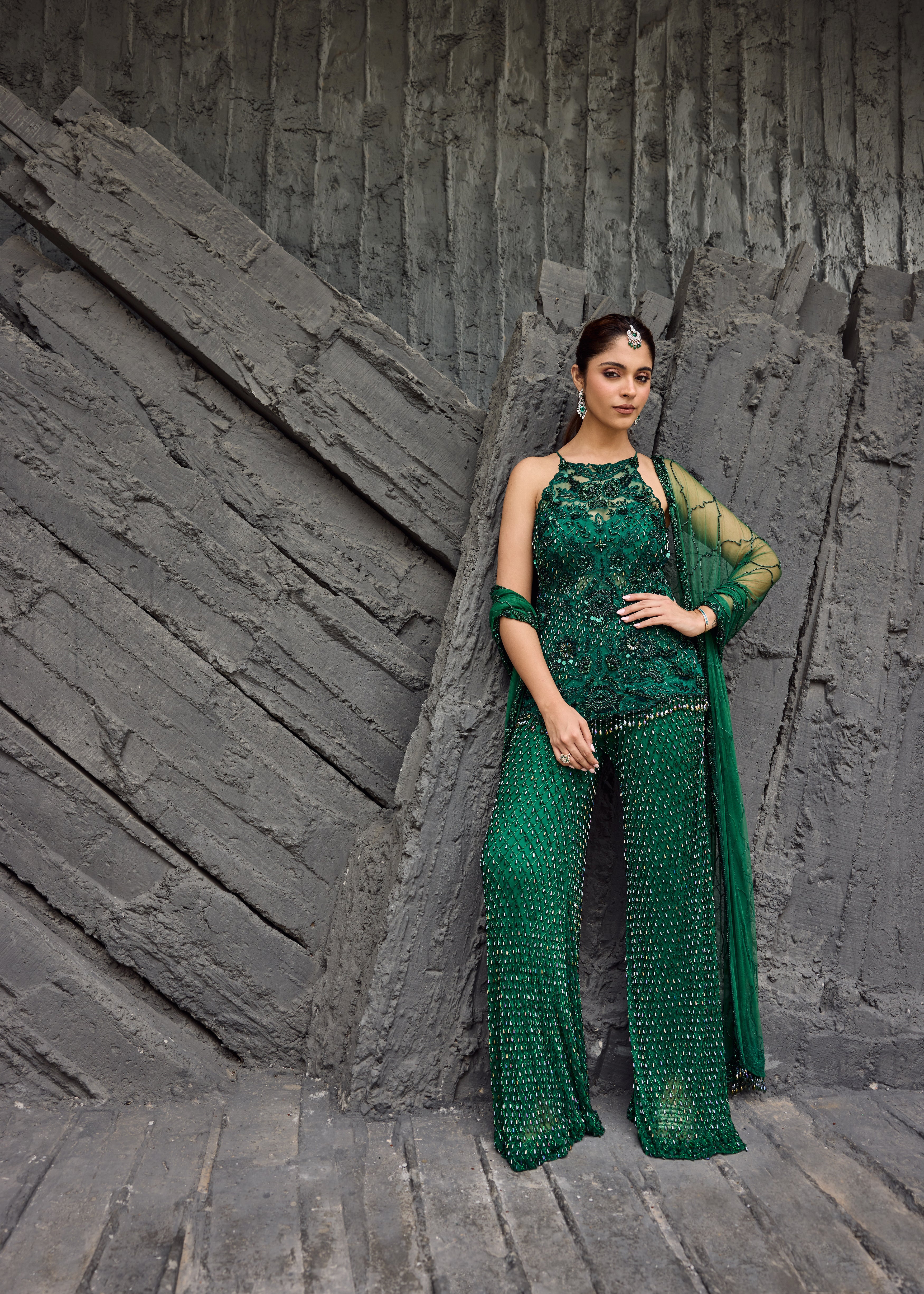 Emerald Green Sharara set