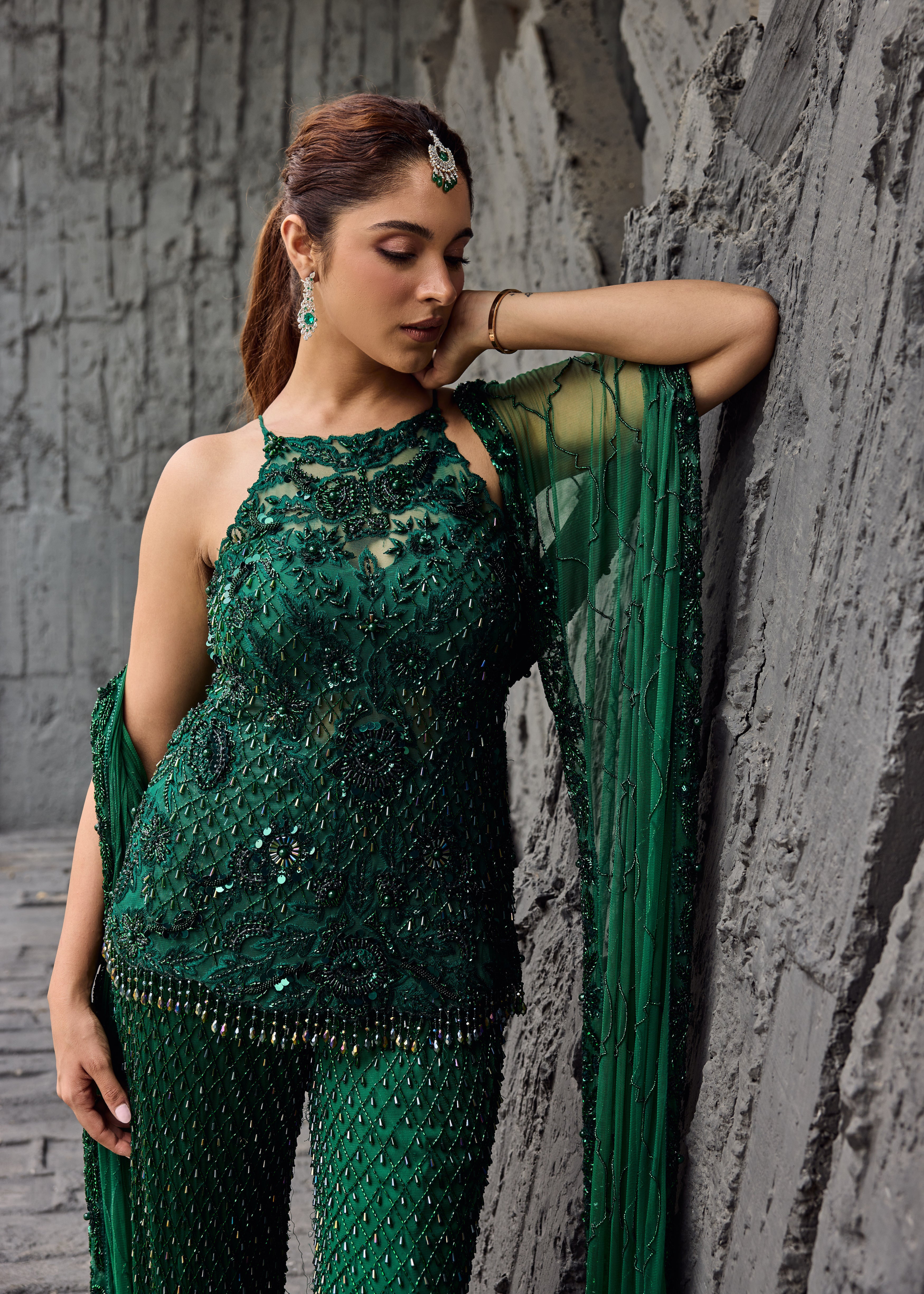 Emerald Green Sharara set