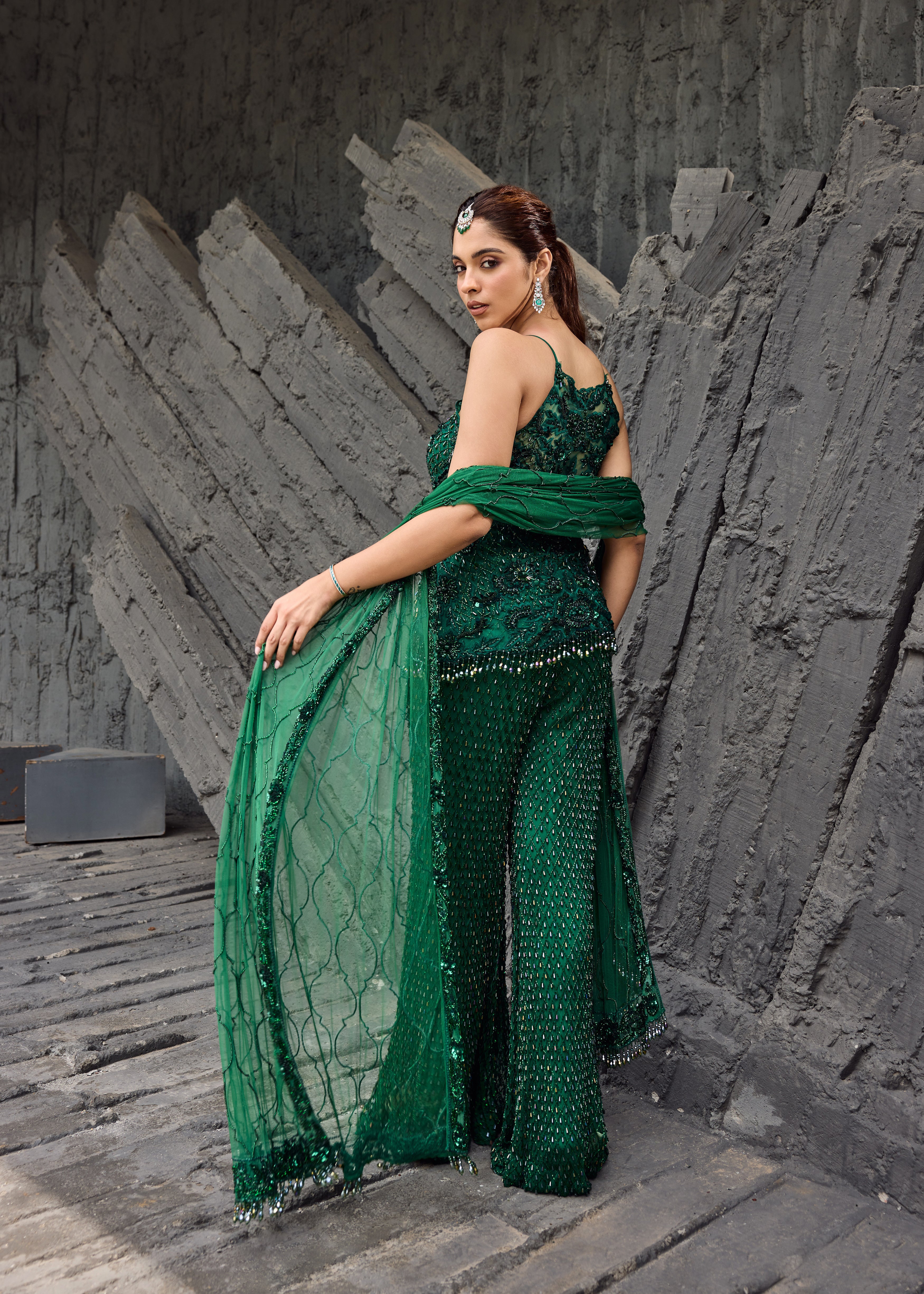 Emerald Green Sharara set