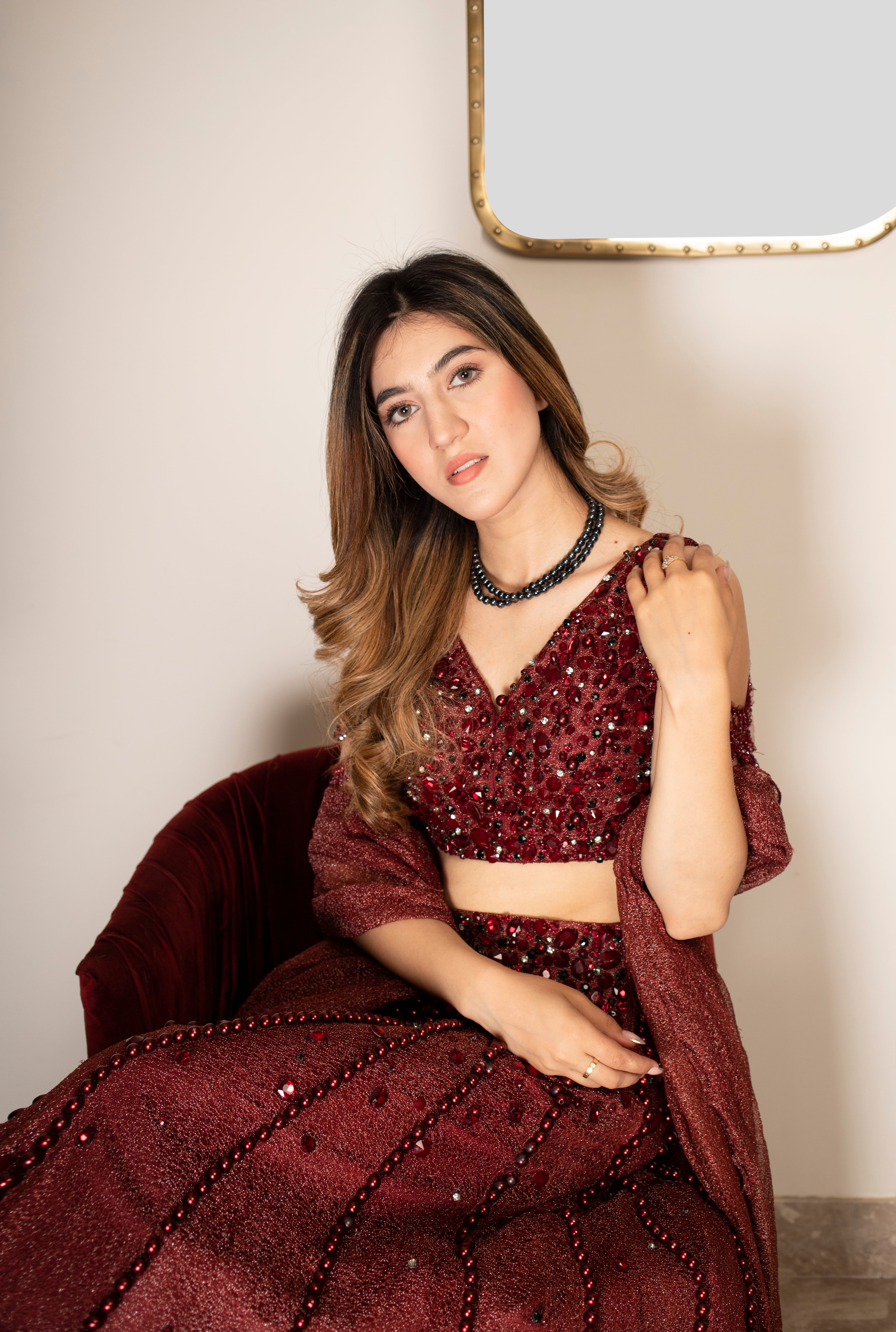 Ruby Rhinestone Lehenga